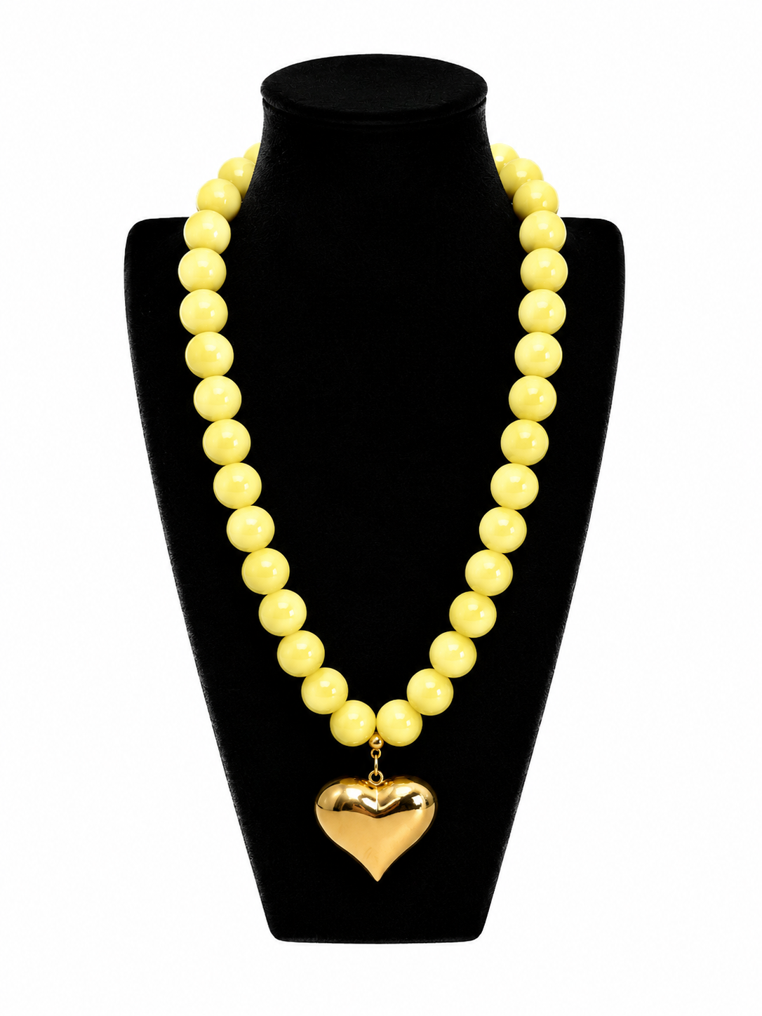 Kralen Ketting 50 cm met een groot gouden hart