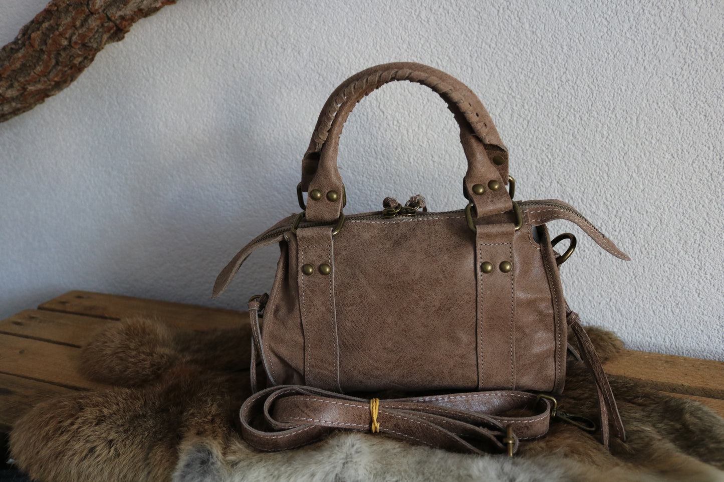hand-/schouder-/crossbody tas van leer
