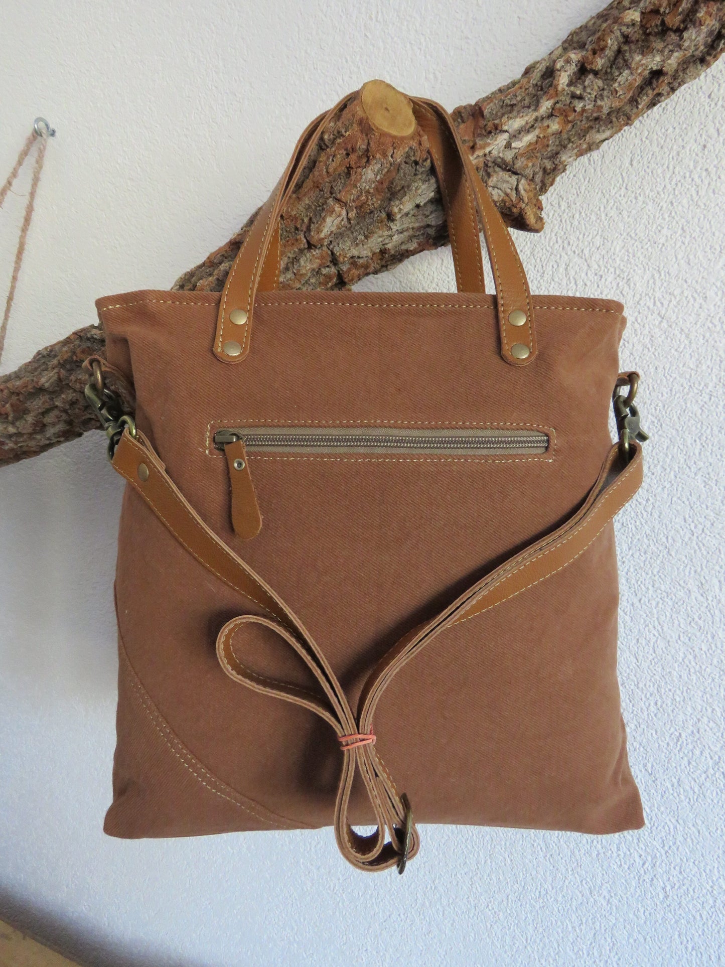 hand/schoudertas van Myra Bag (canvas en leer)