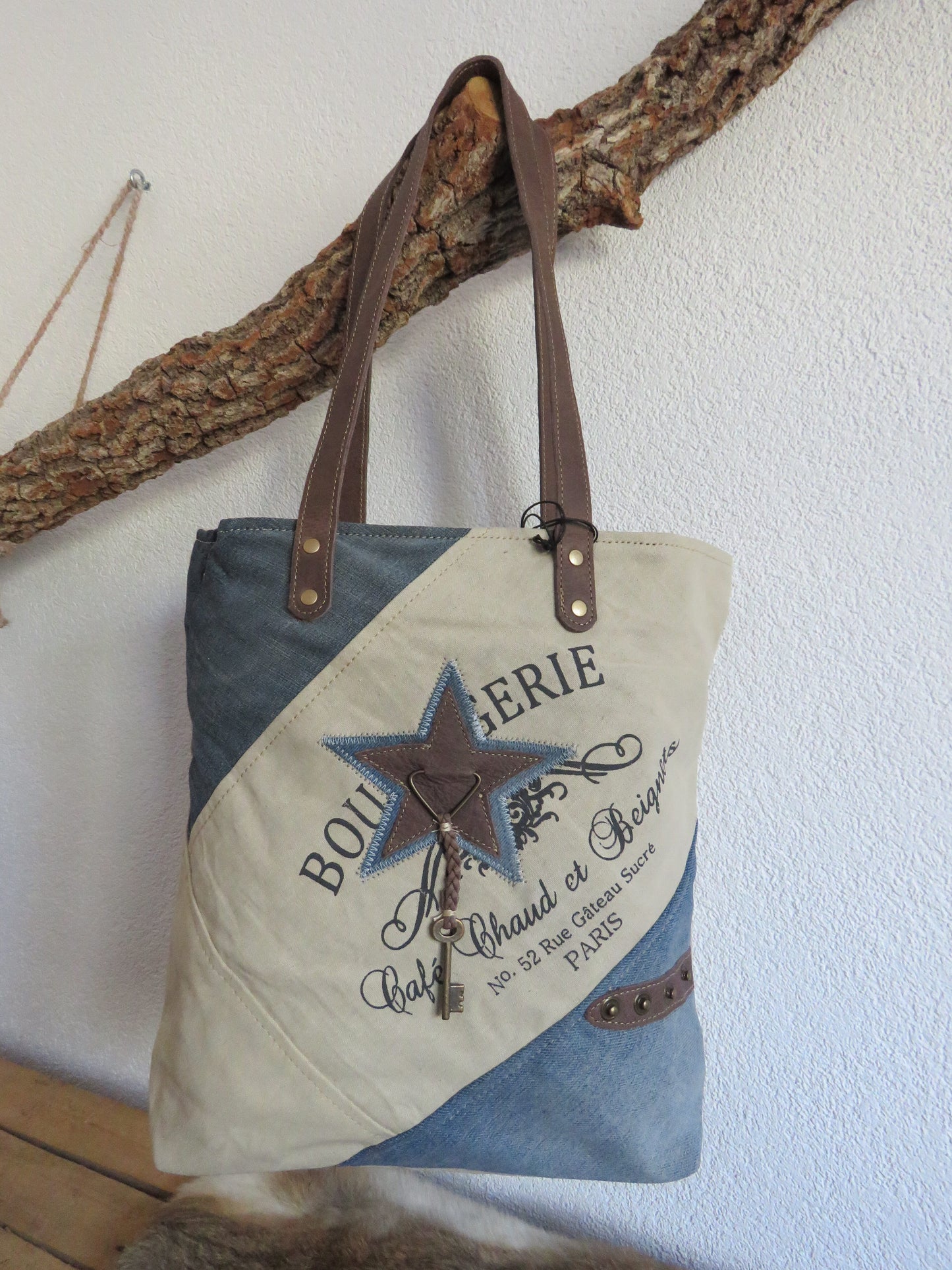 hand/schoudertas van Myra Bag (canvas en leer)