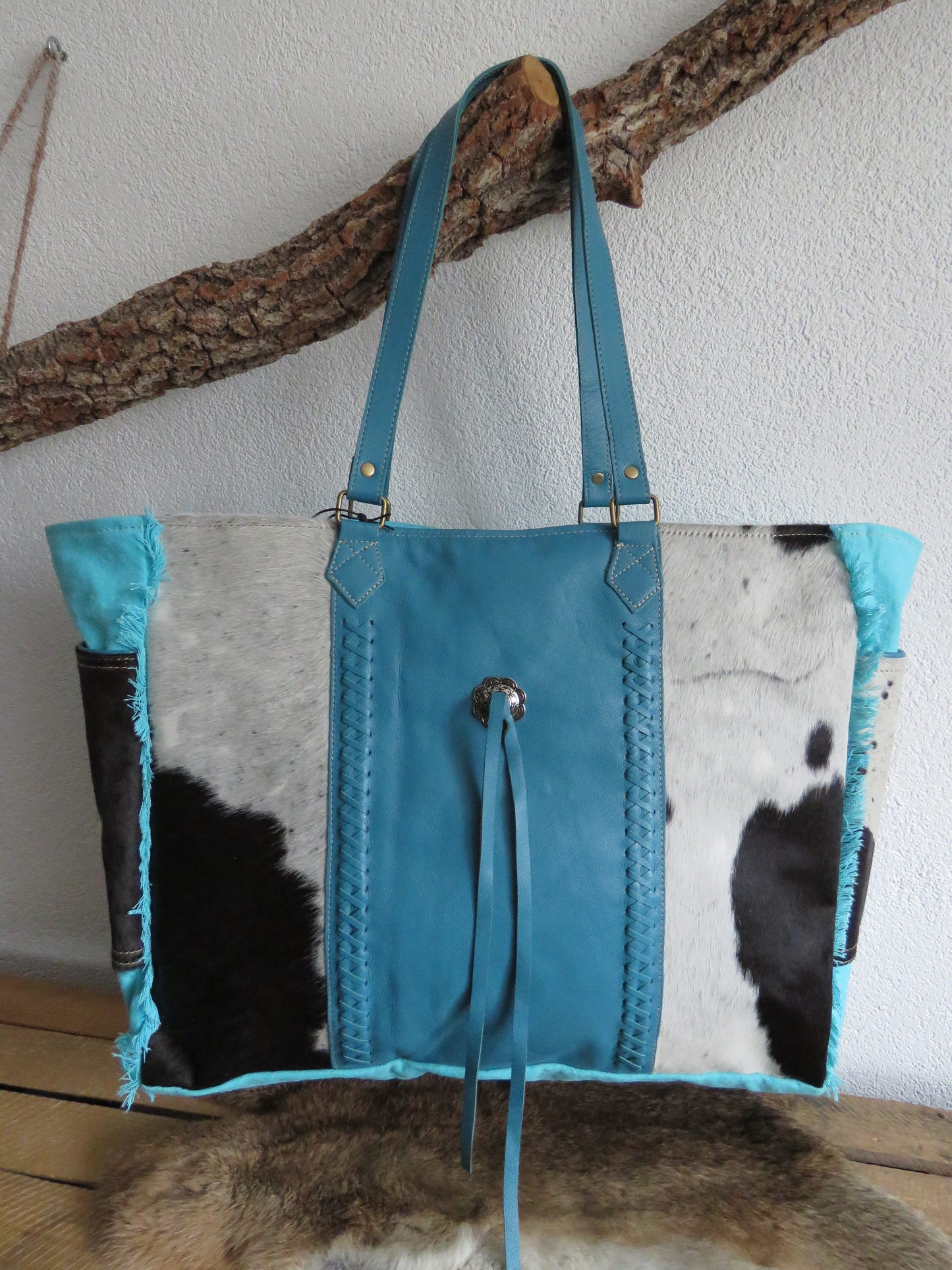 schoudertas/strandtas XXL tas van canvas en leer