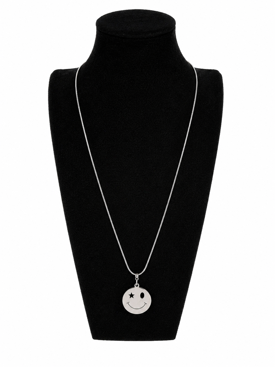 Ketting 60 cm met een smiley (zilver)