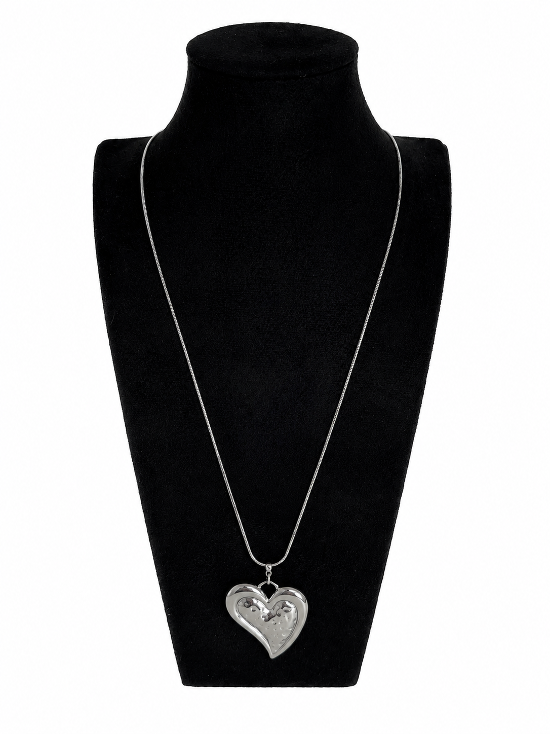 Ketting 80 cm met een groot zilveren hart