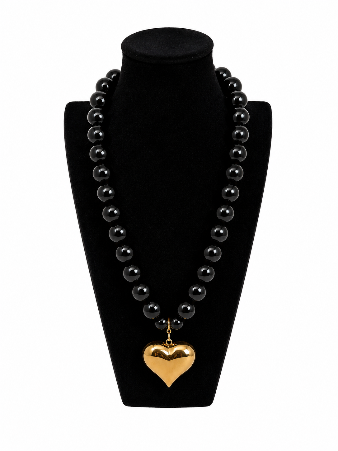 Kralen Ketting 50 cm met een groot gouden hart