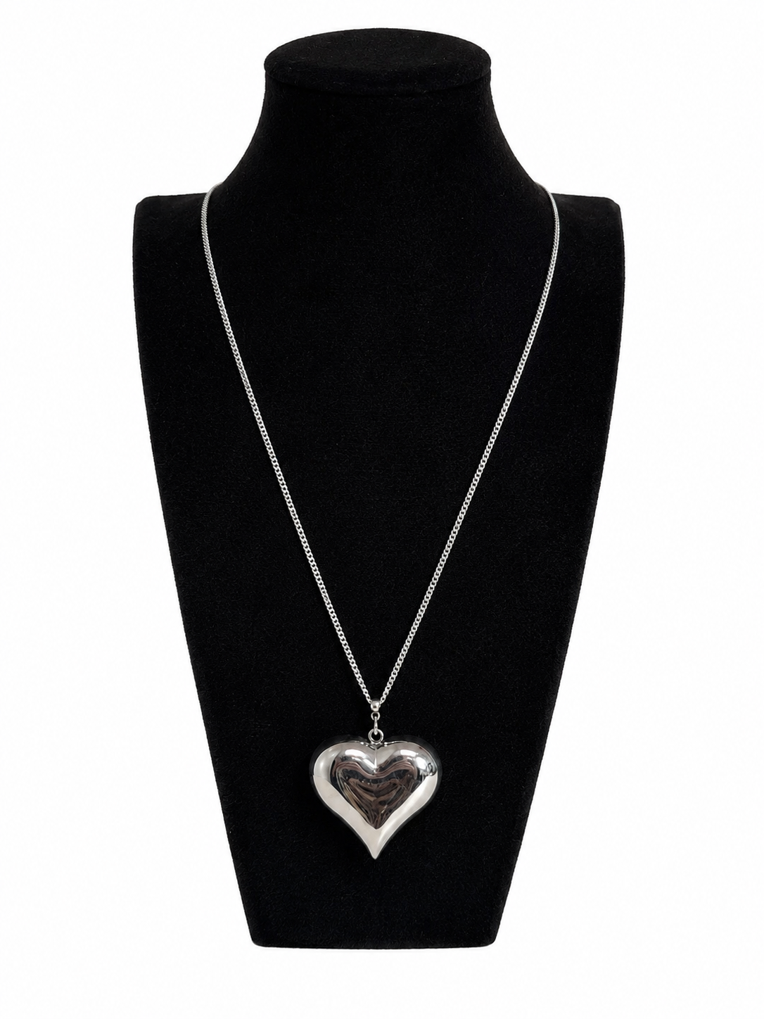 Ketting 80 cm met een groot zilveren hart