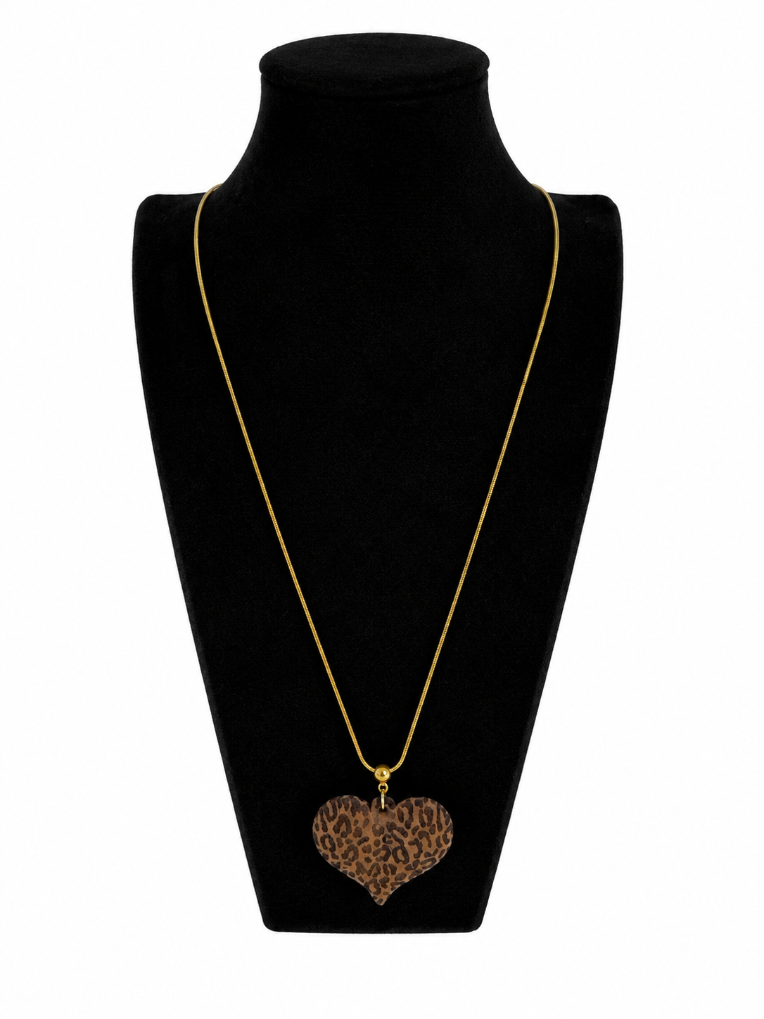 Ketting 80 cm met een groot hart en panter print