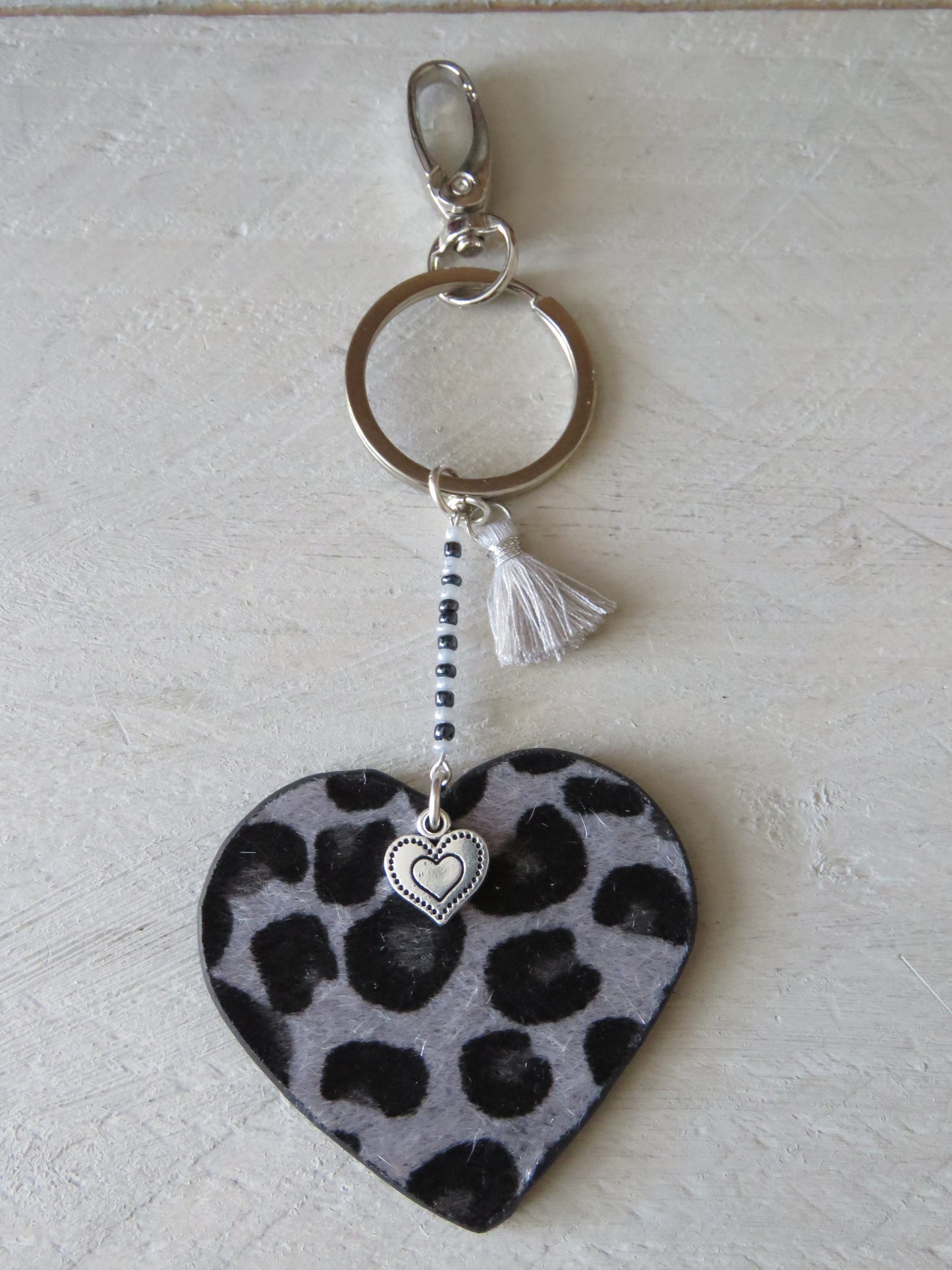 Sleutelhanger/tashanger met hart (leer)