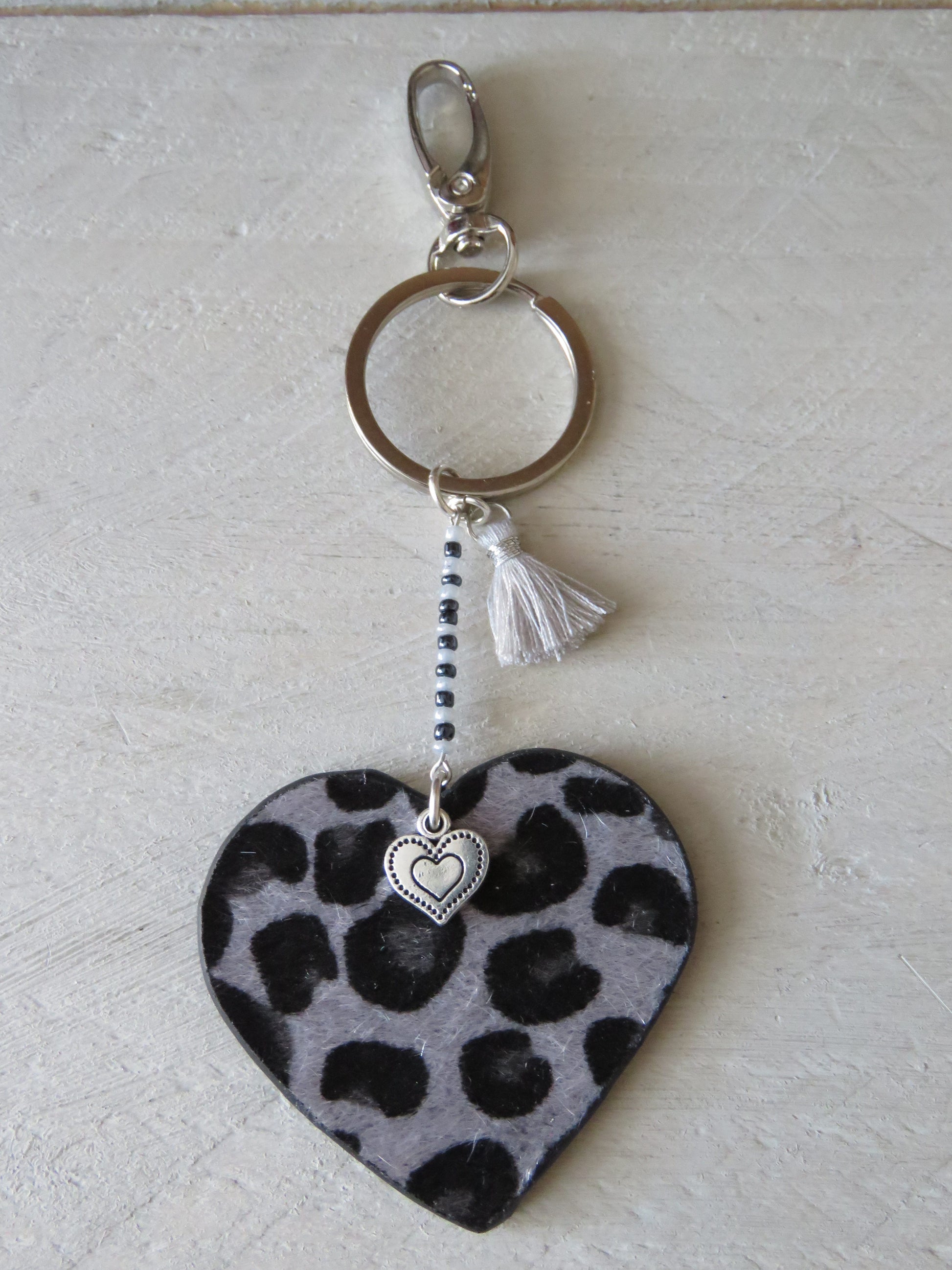 Sleutelhanger/tashanger met hart (leer)