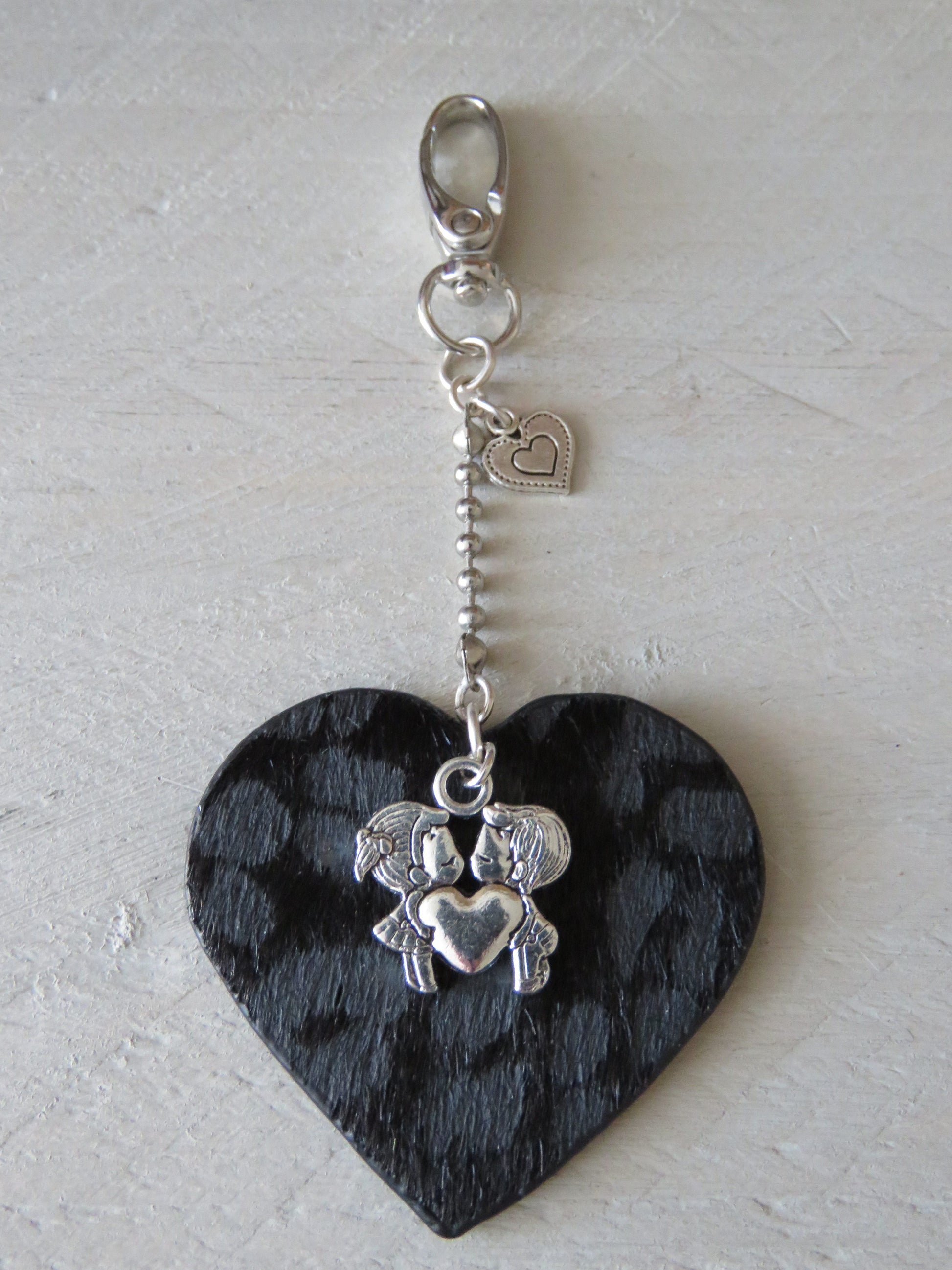 Sleutelhanger/tashanger met hart (leer)