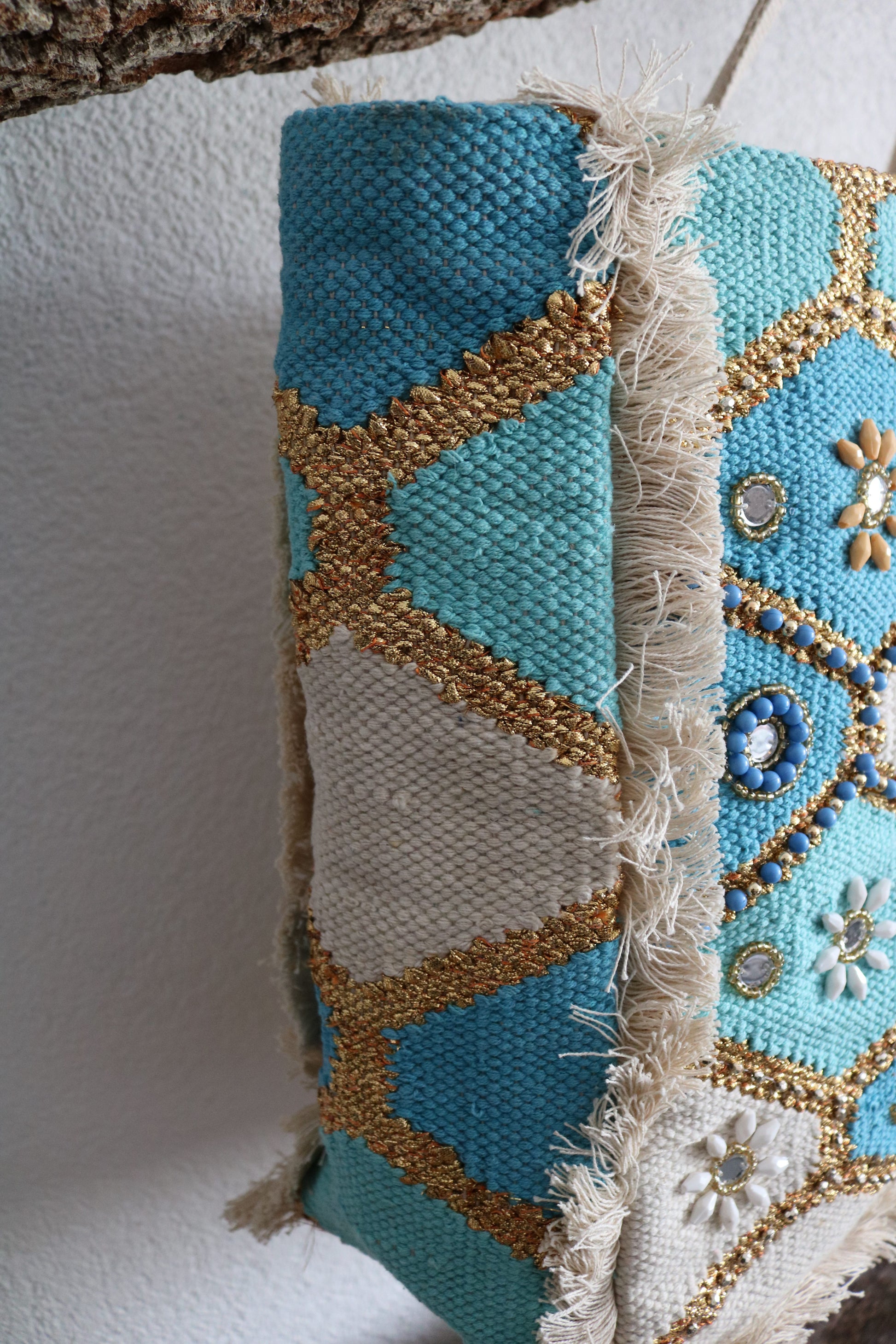 Strandtas (leer/canvas)