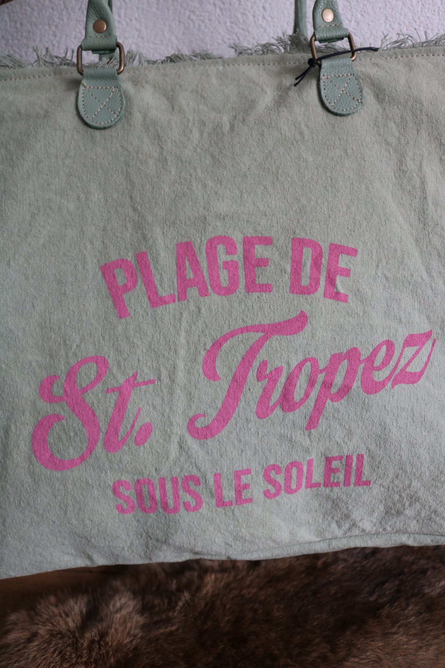 Strandtas (leer/canvas)