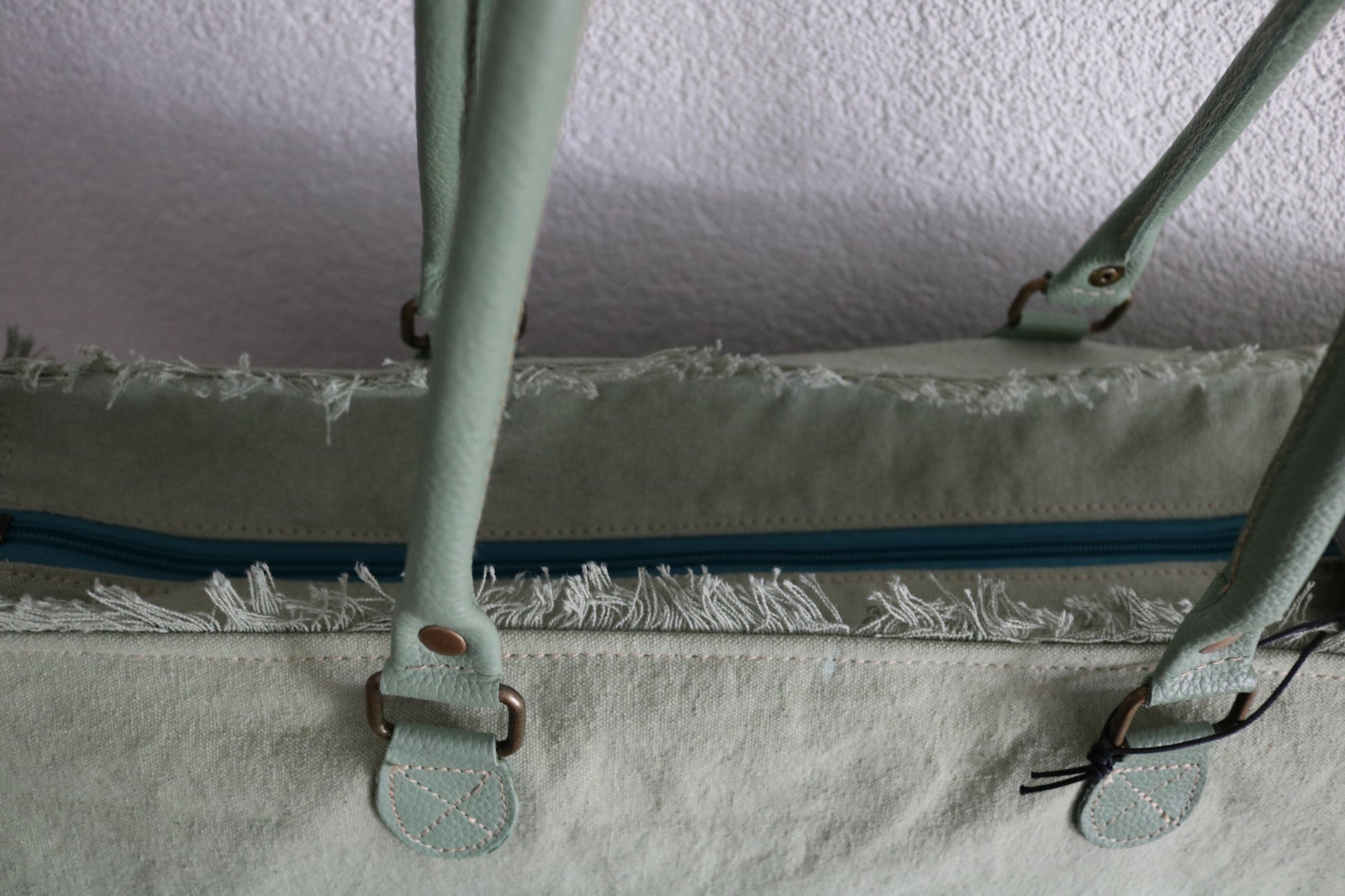 Strandtas (leer/canvas)