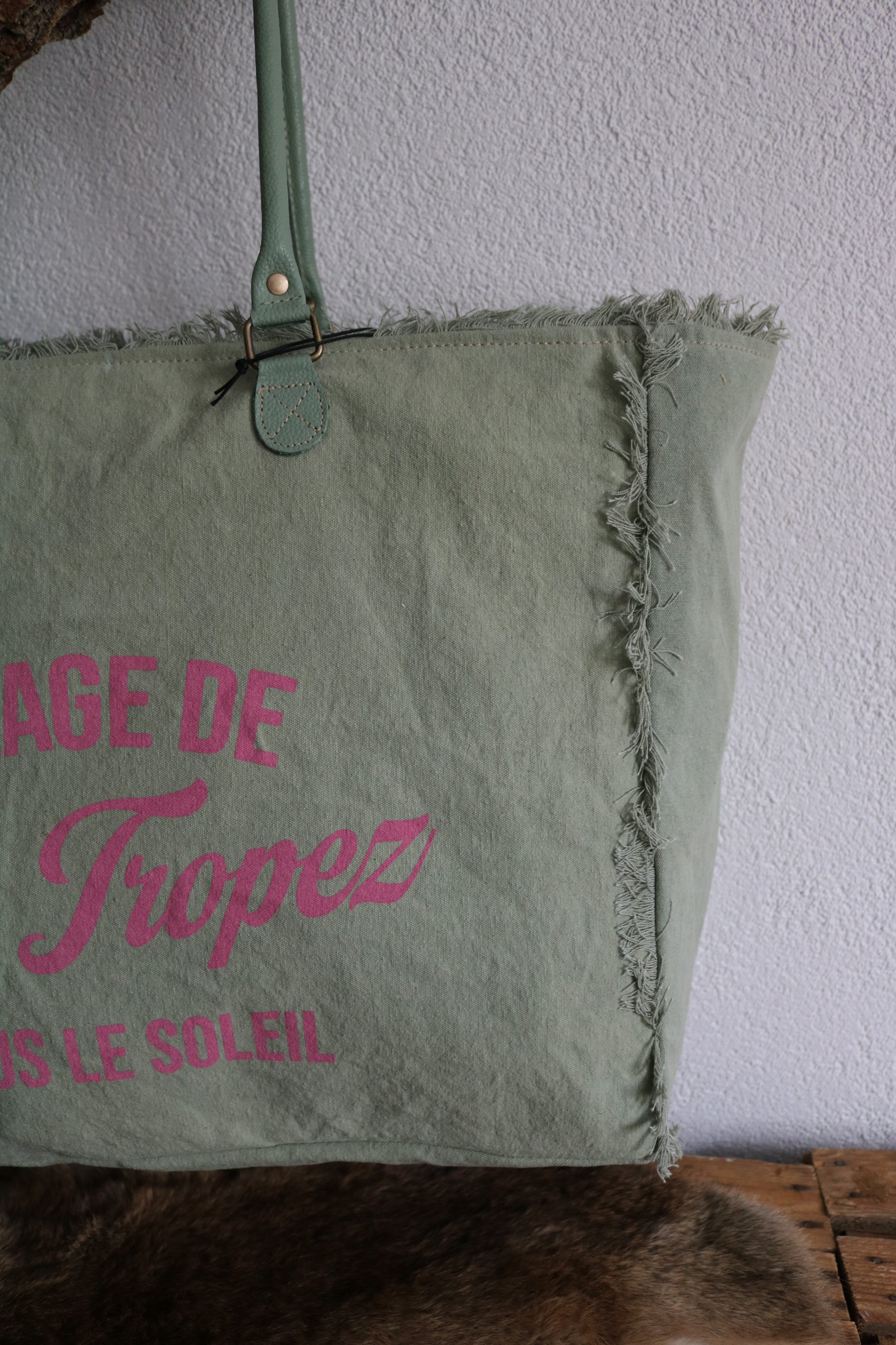 Strandtas (leer/canvas)