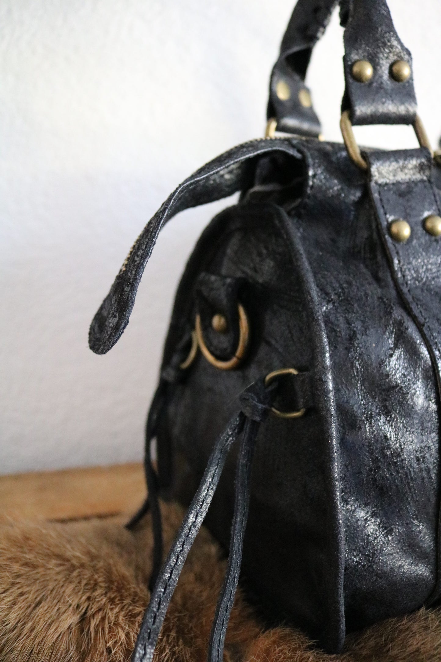hand-/schouder-/crossbody tas van leer