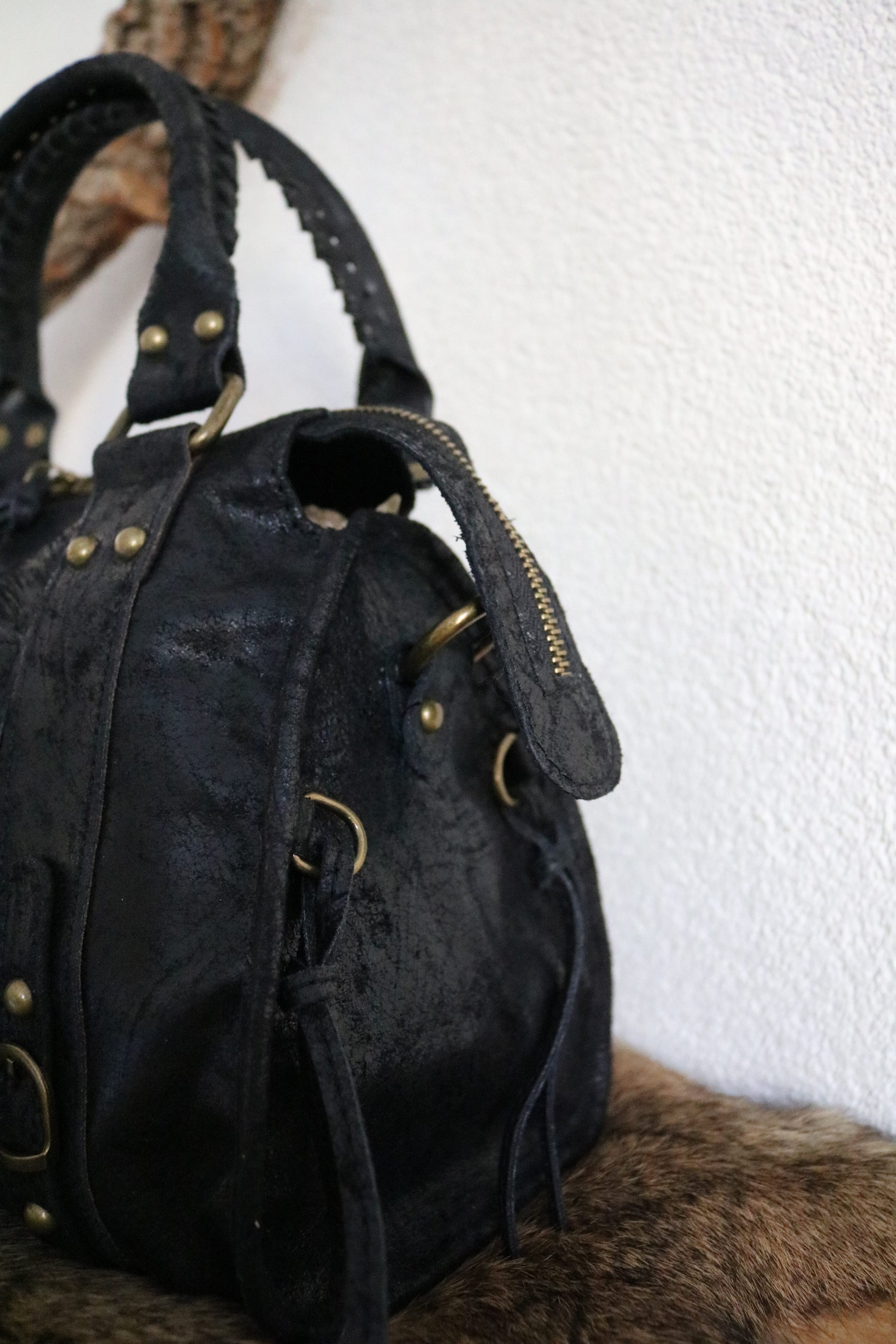 hand-/schouder-/crossbody tas van leer