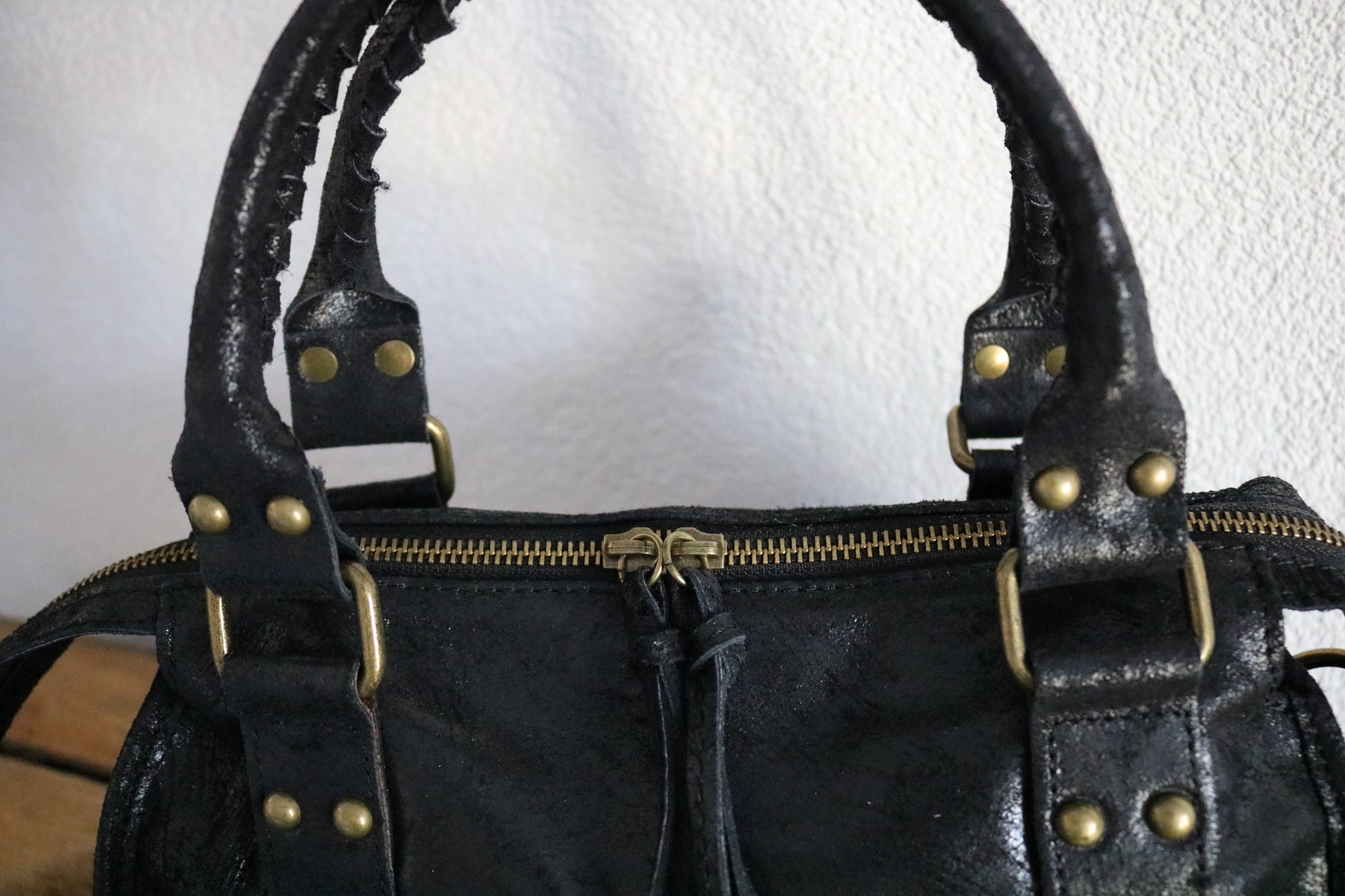 hand-/schouder-/crossbody tas van leer