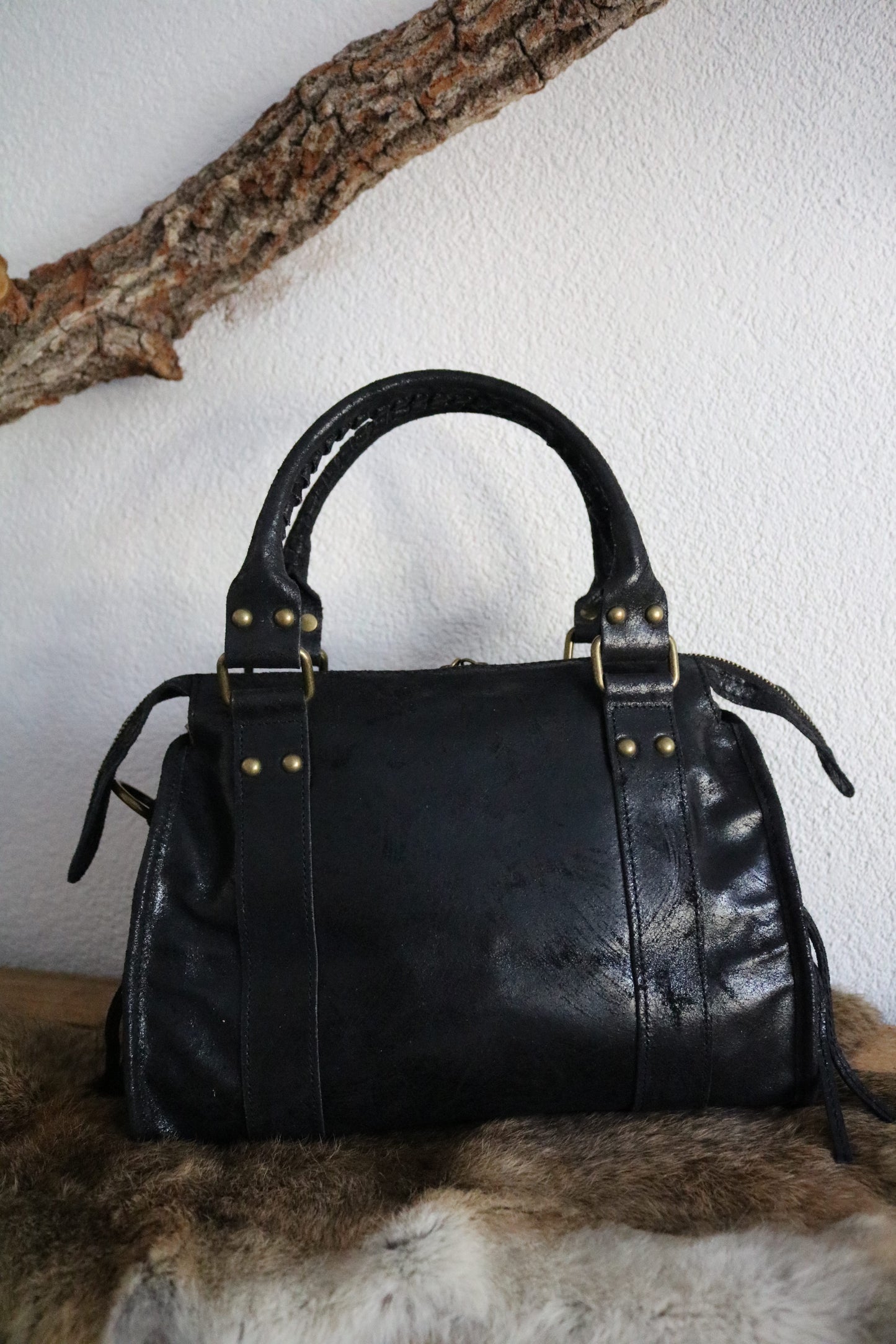 hand-/schouder-/crossbody tas van leer