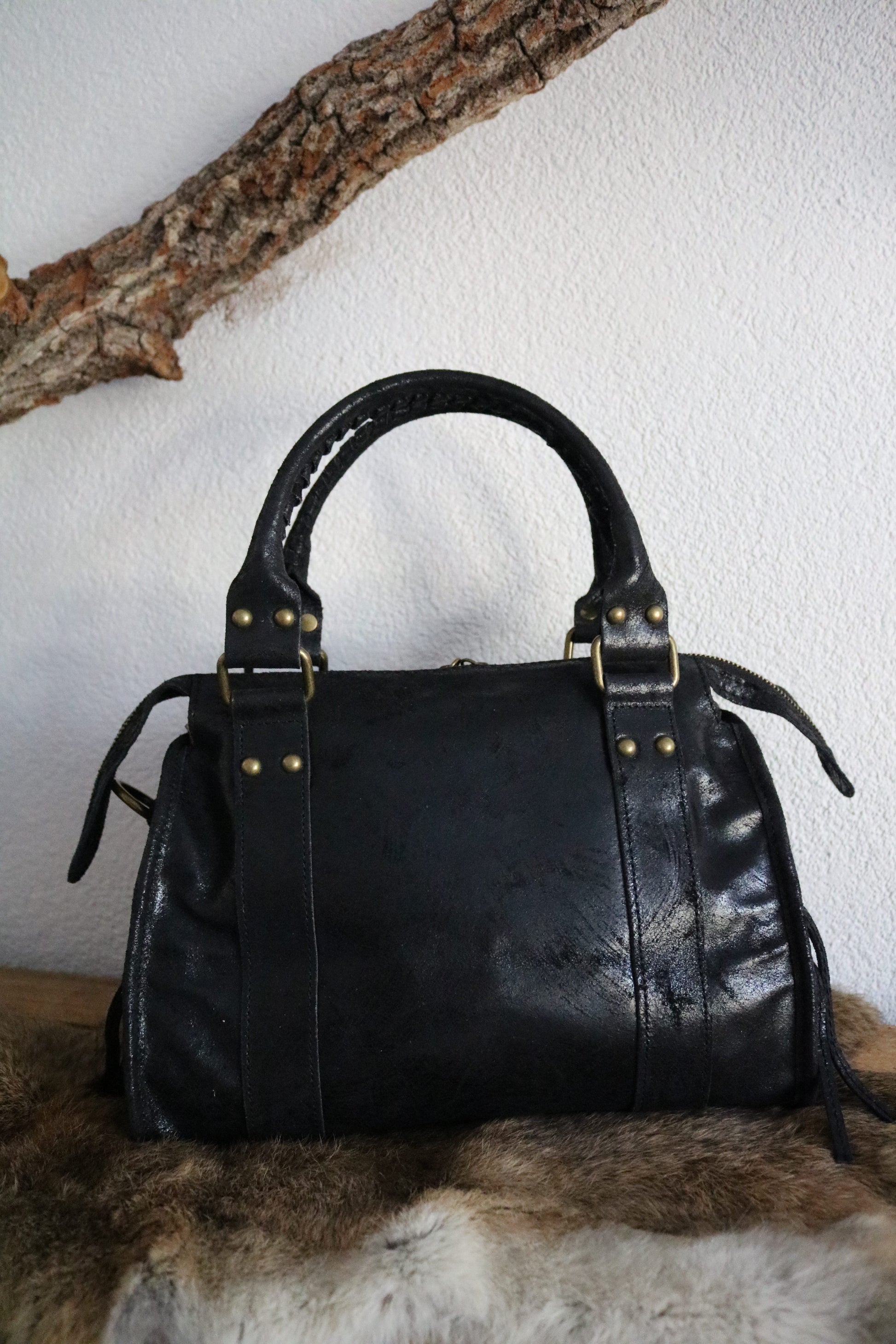 hand-/schouder-/crossbody tas van leer