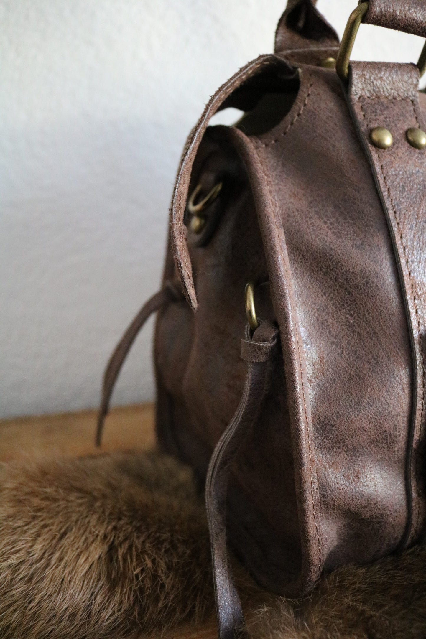 hand-/schouder-/crossbody tas van leer