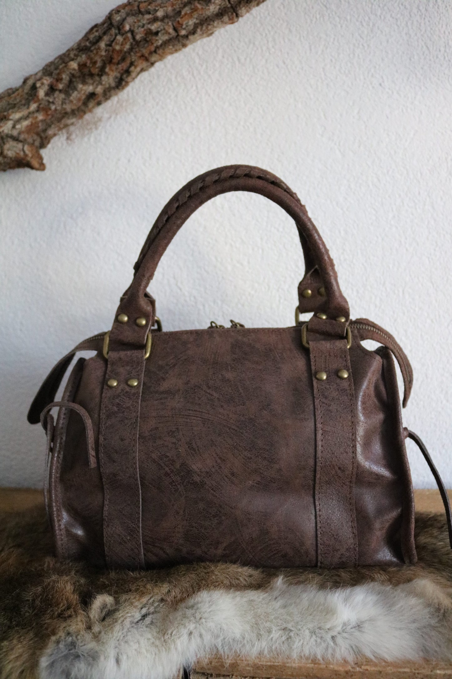 hand-/schouder-/crossbody tas van leer