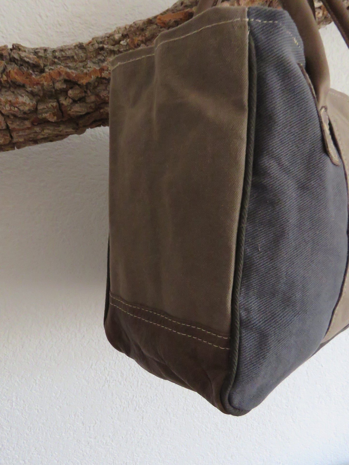 Hand/schoudertas van canvas en leer (ster)