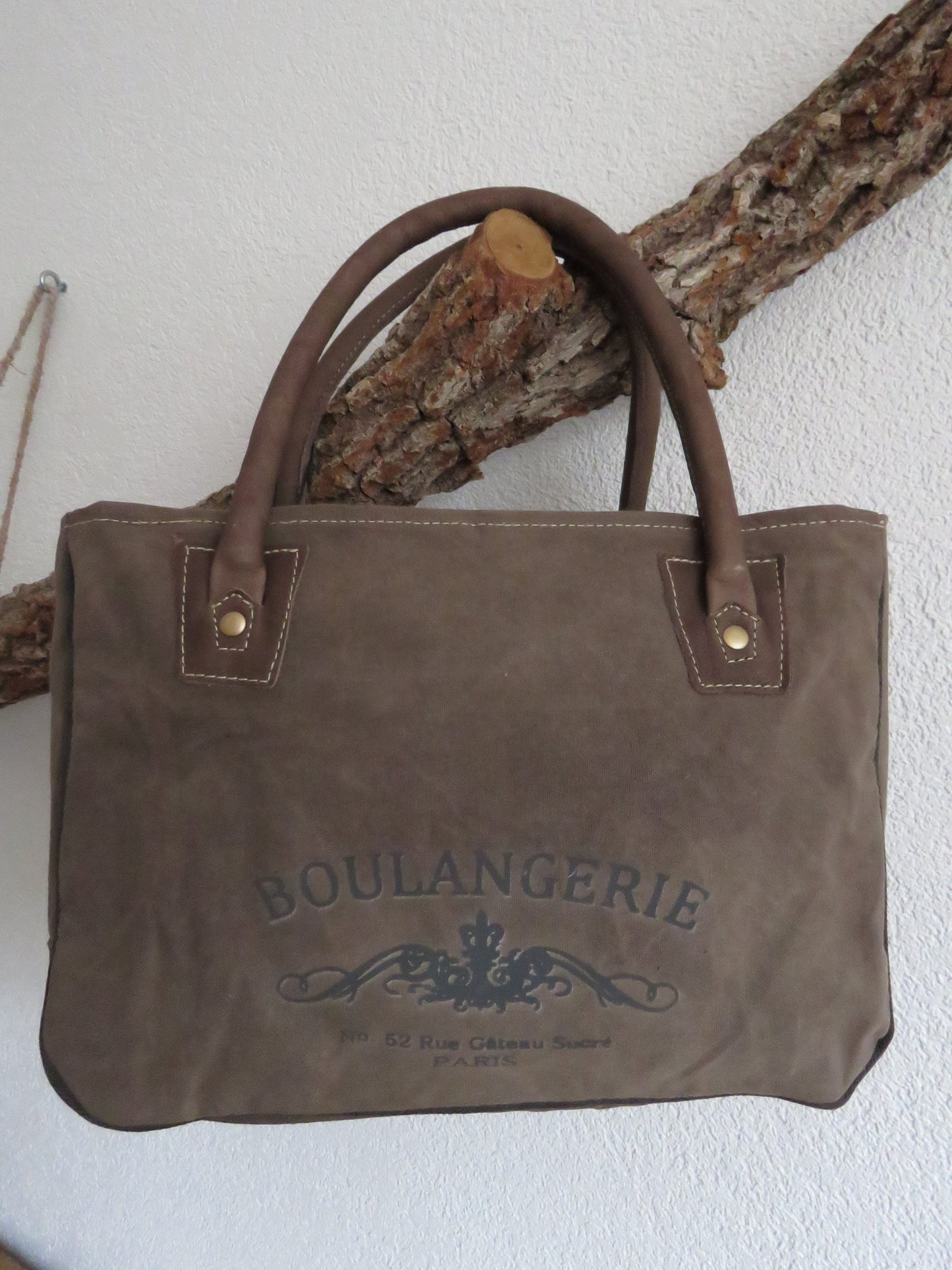 Hand/schoudertas van canvas en leer (ster)