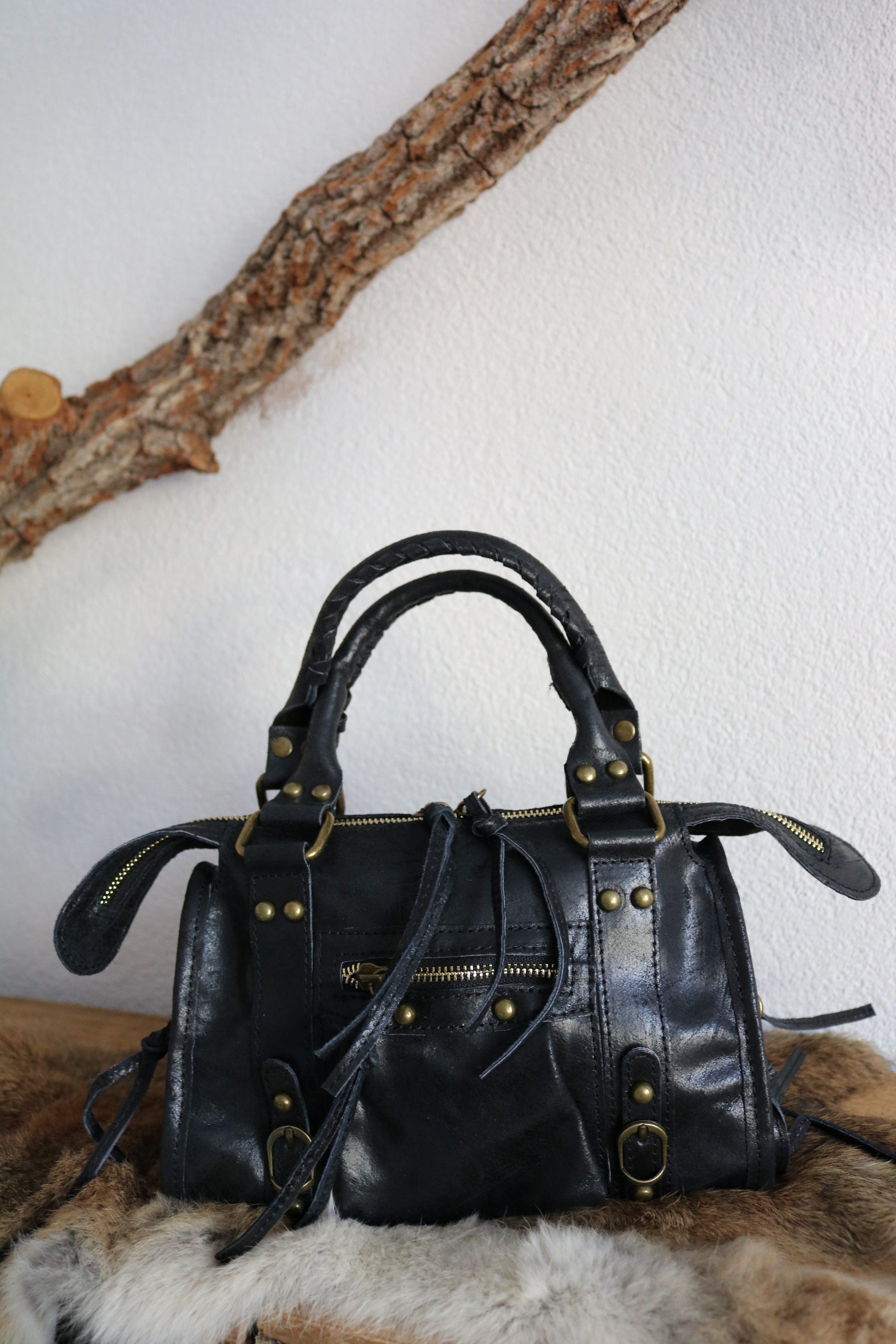 hand-/schouder-/crossbody tas van leer