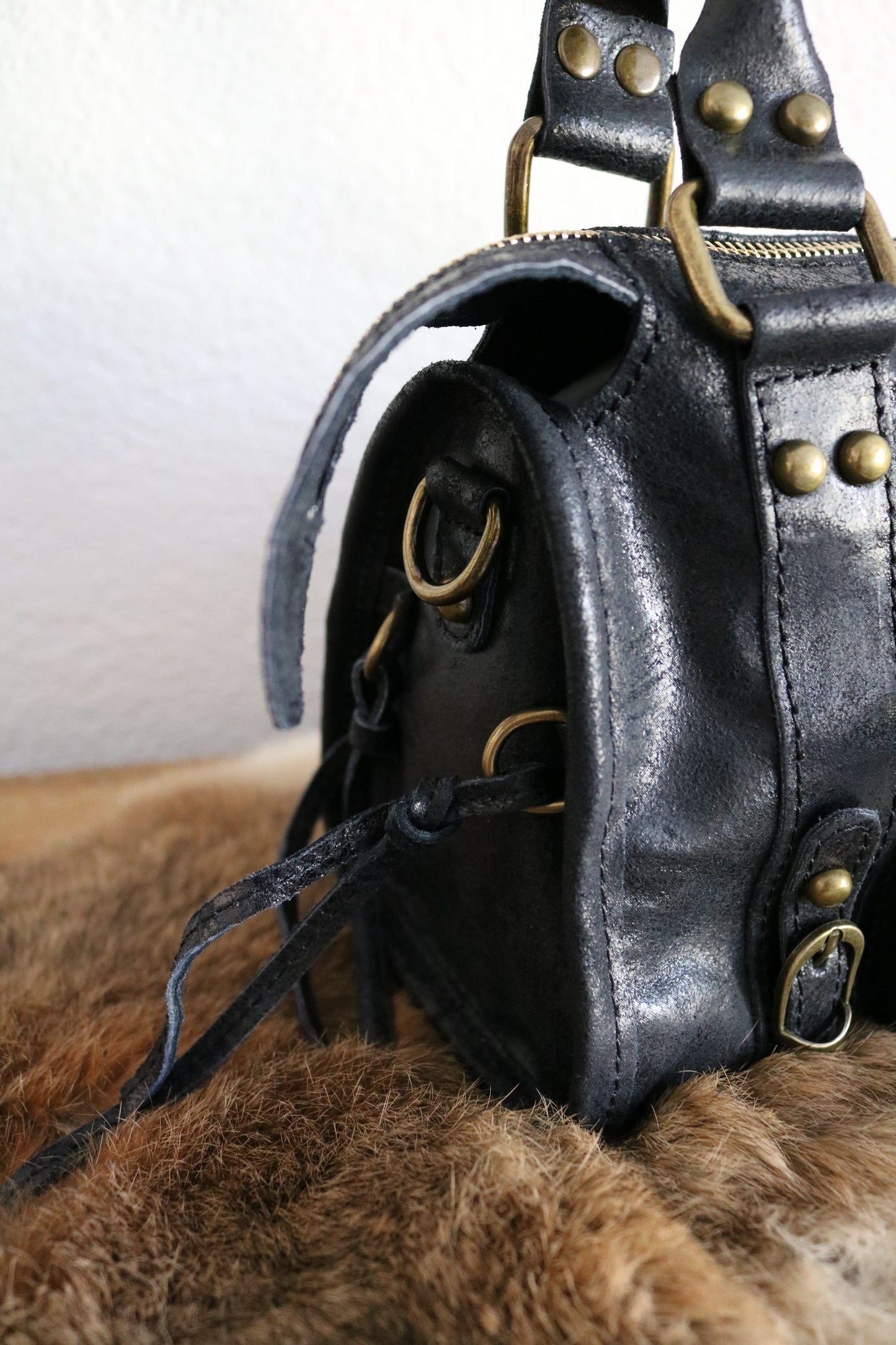 hand-/schouder-/crossbody tas van leer