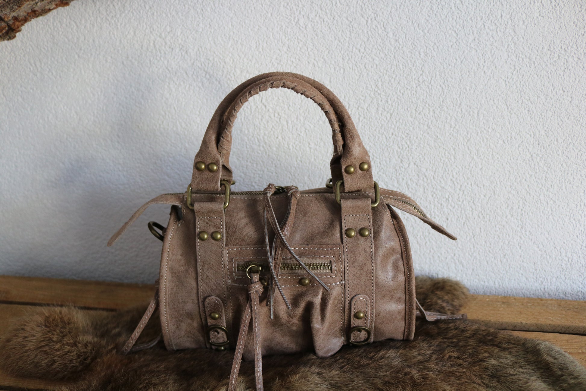 hand-/schouder-/crossbody tas van leer