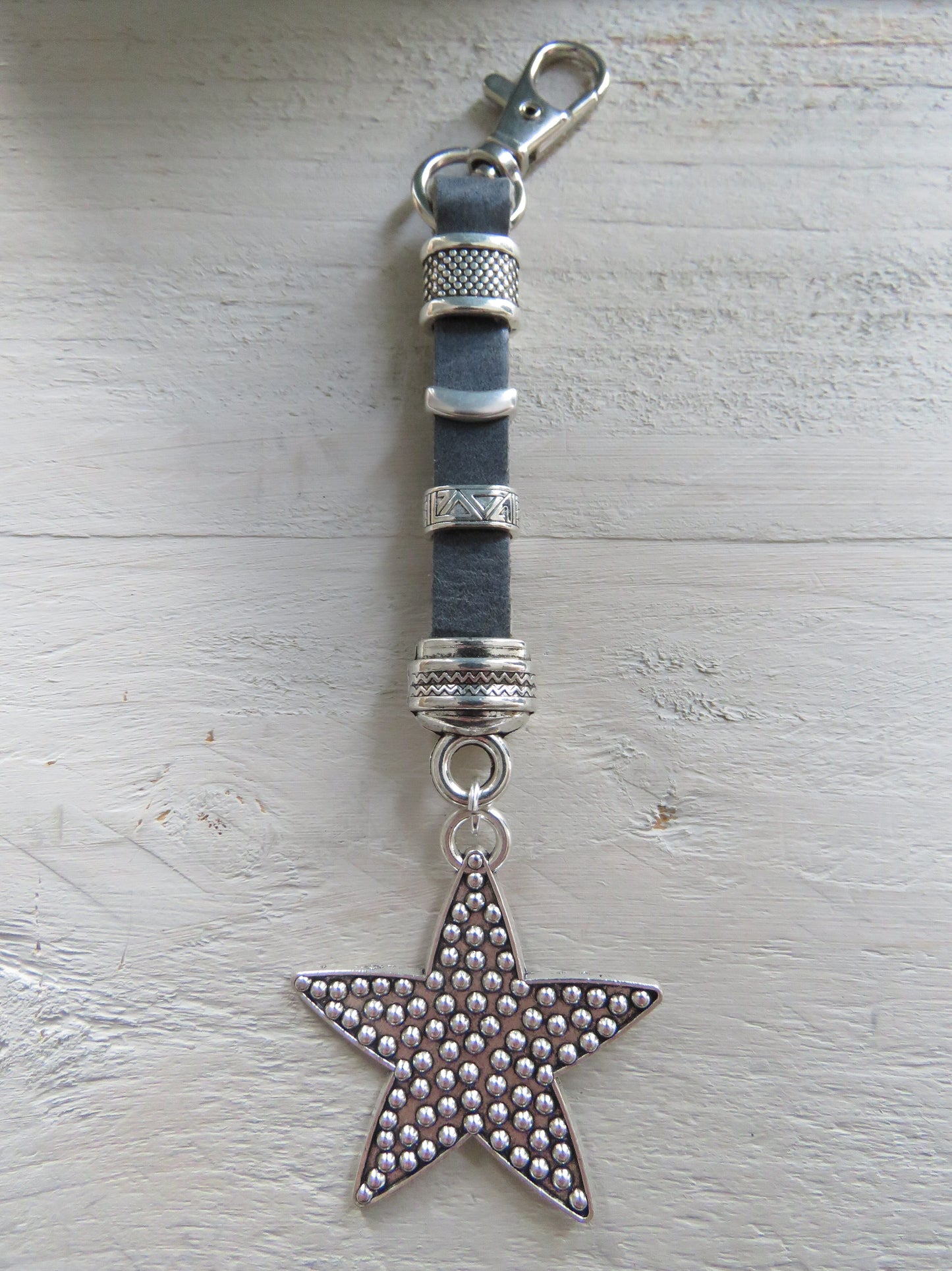Sleutelhanger/tashanger van leer (Ster)