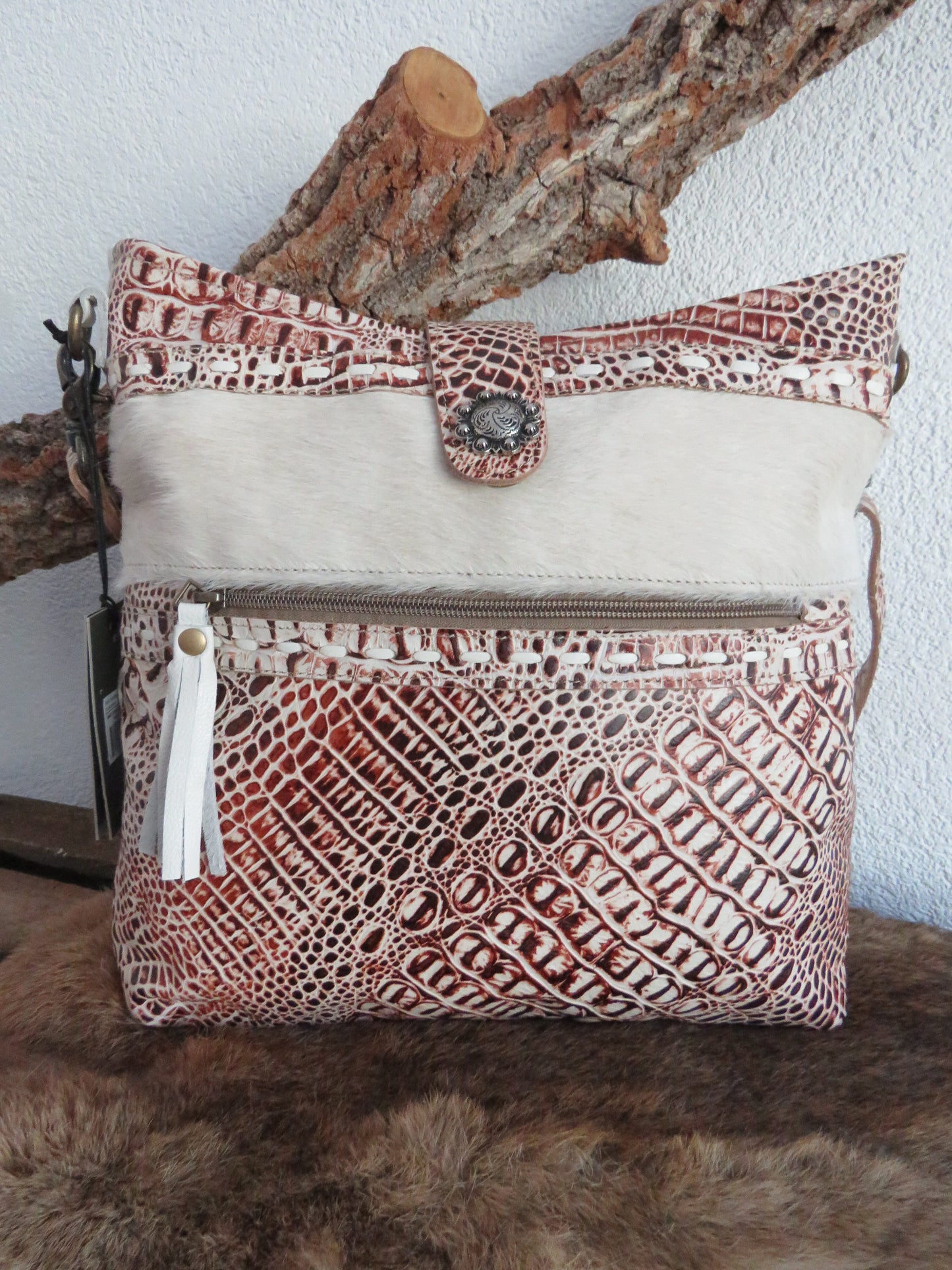 hand/schoudertas van Myra Bag (leer)