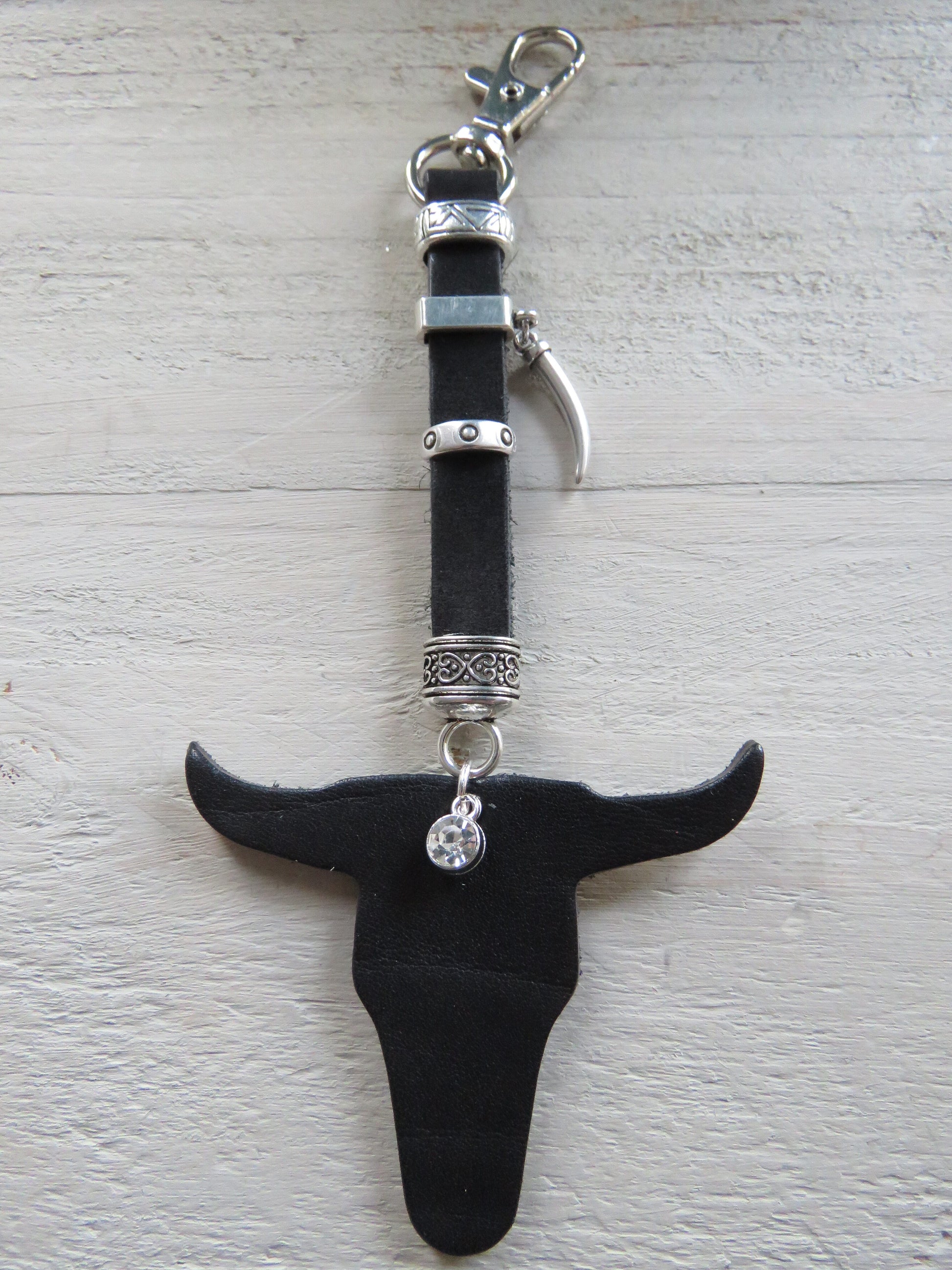 Sleutelhanger/tashanger van leer (Bull)