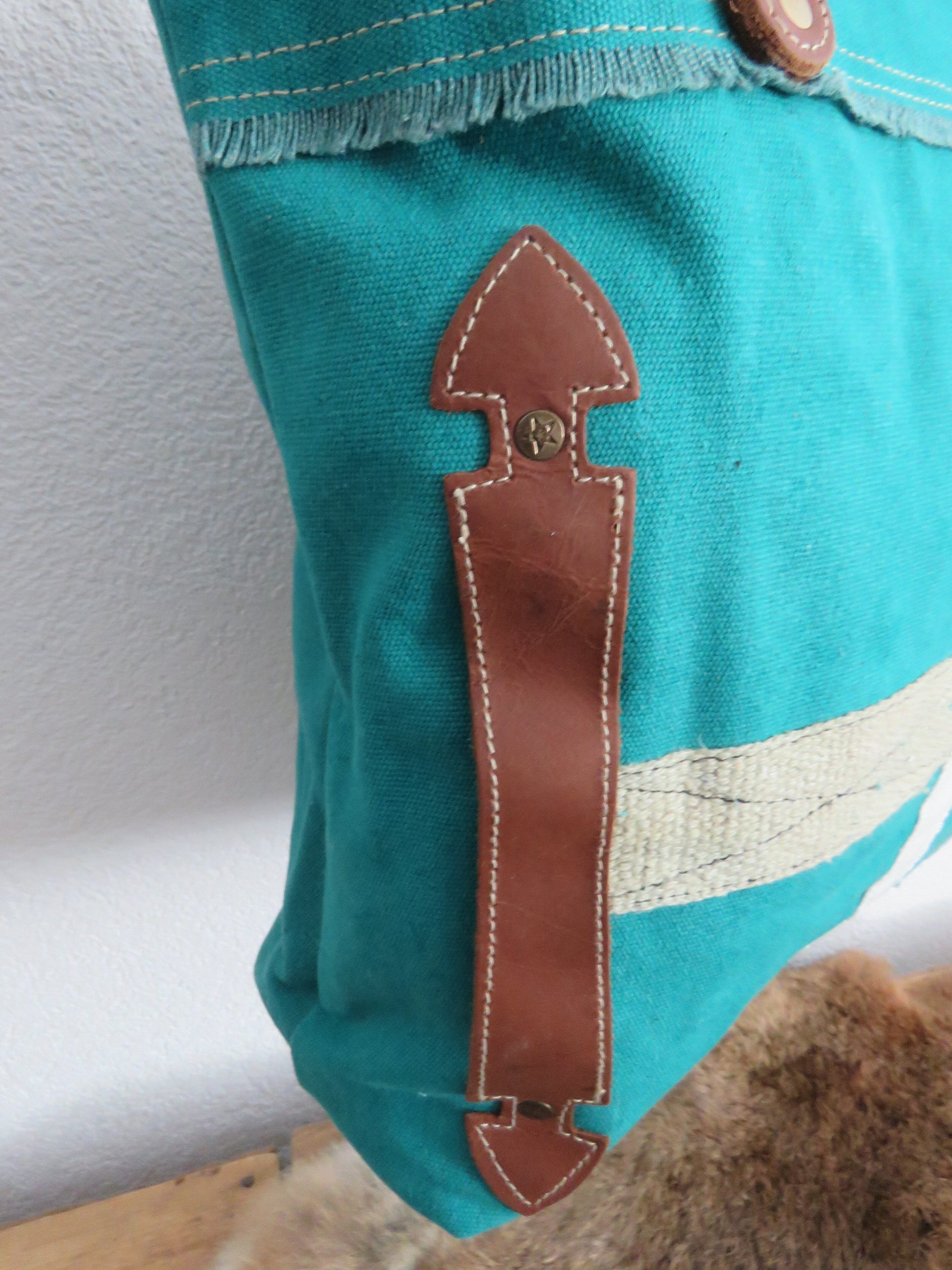 hand/schoudertas van canvas (leer)