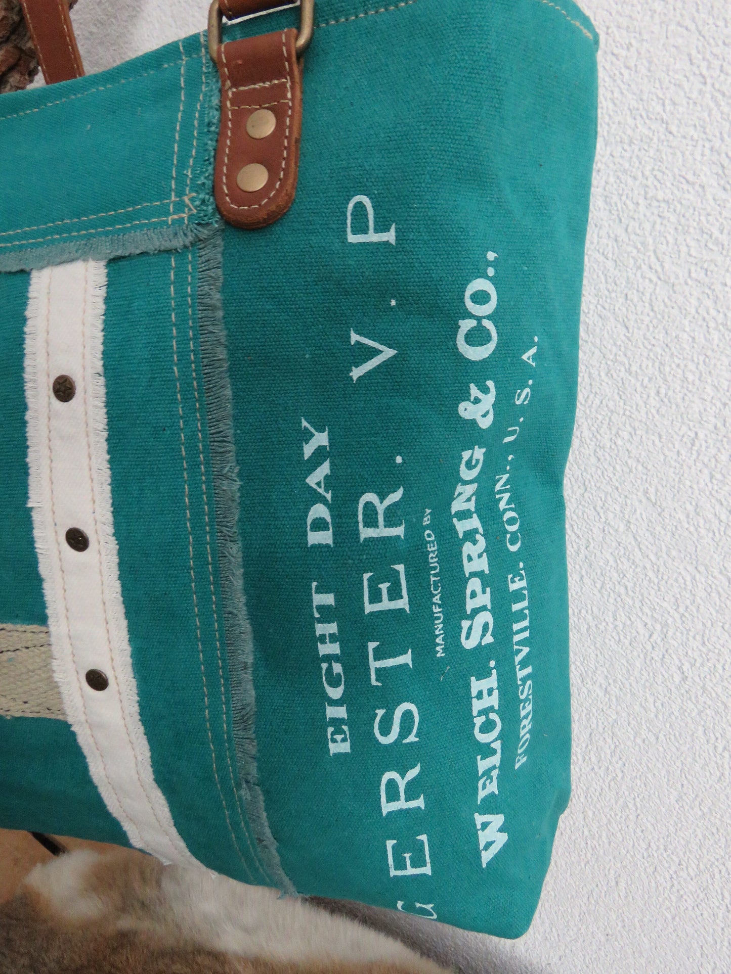 hand/schoudertas van canvas (leer)