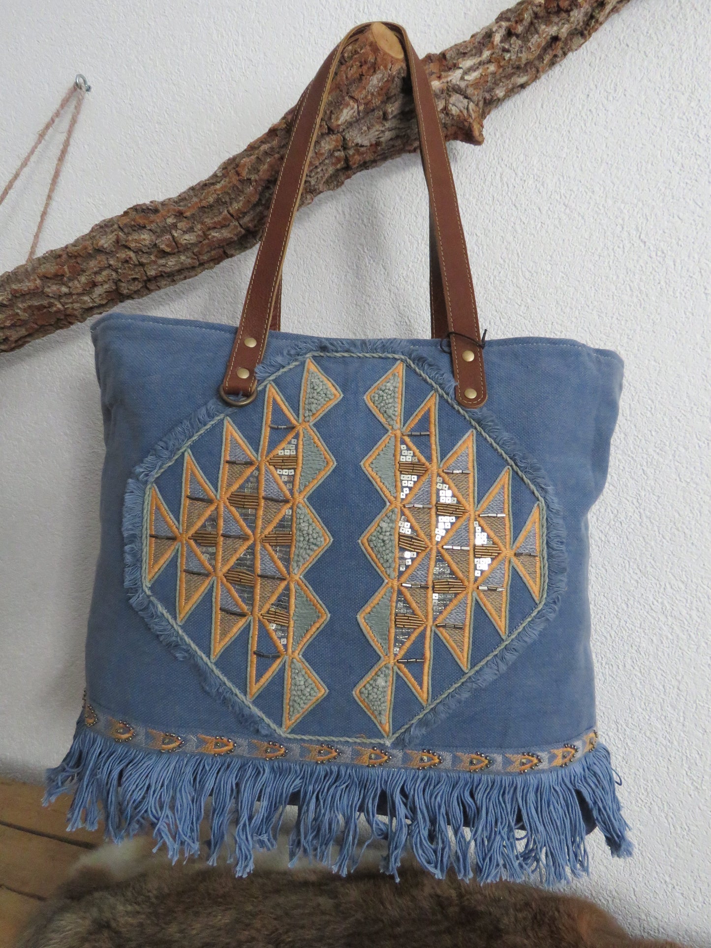 hand/schoudertas van Myra Bag (canvas/leer)