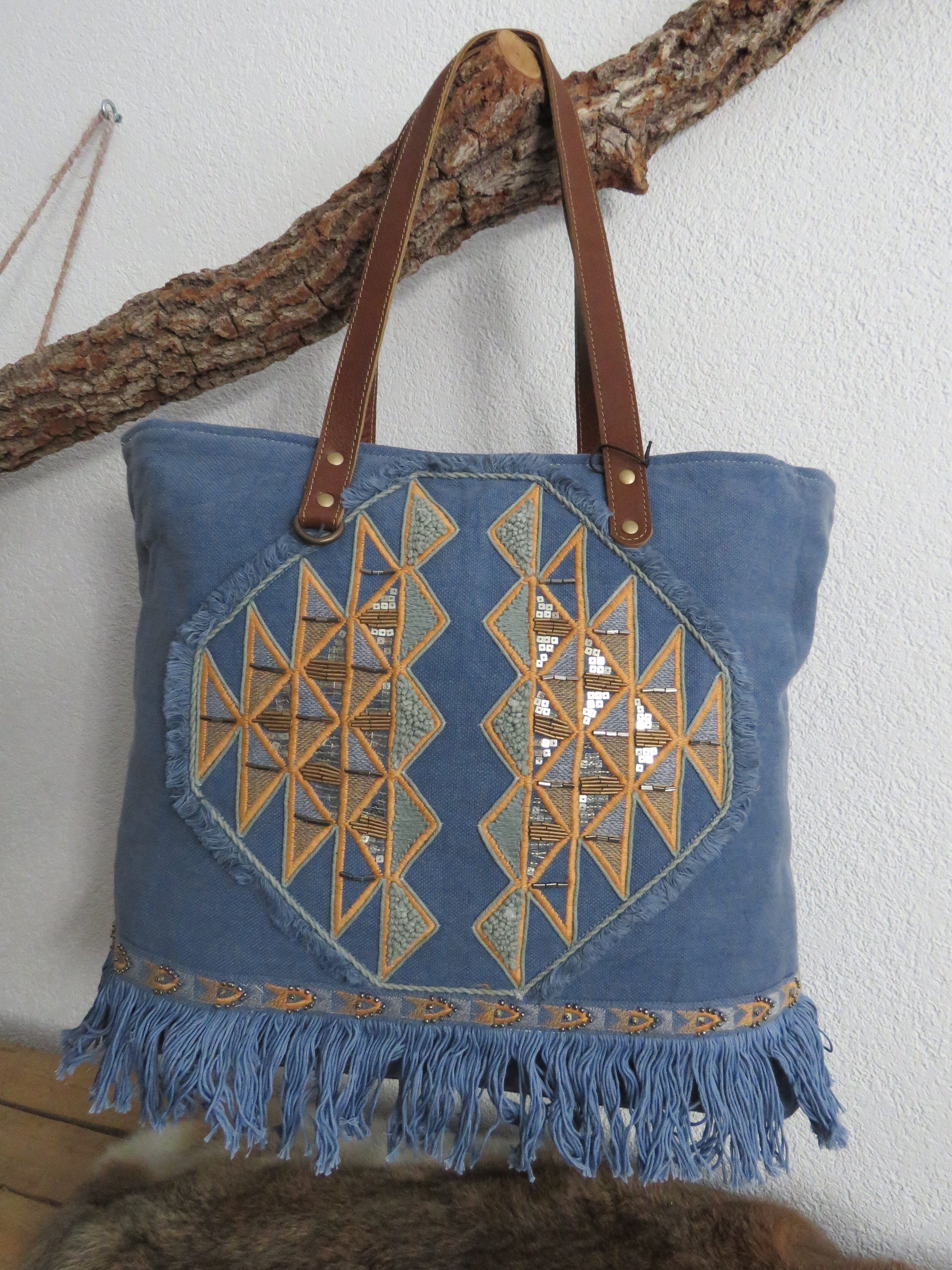 hand/schoudertas van Myra Bag (canvas/leer)