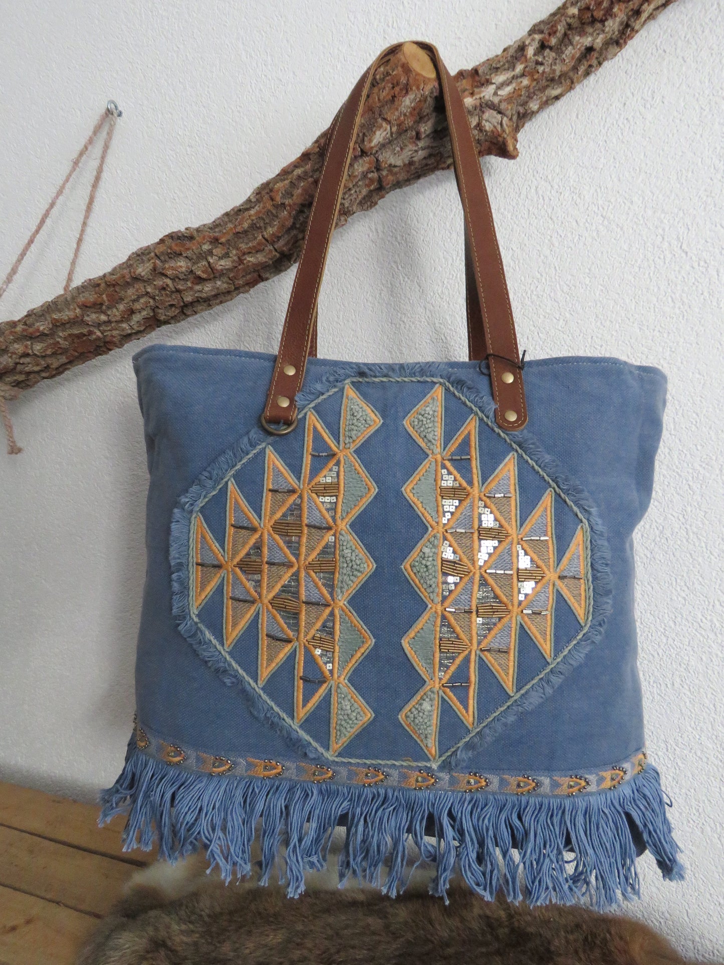 hand/schoudertas van Myra Bag (canvas/leer)