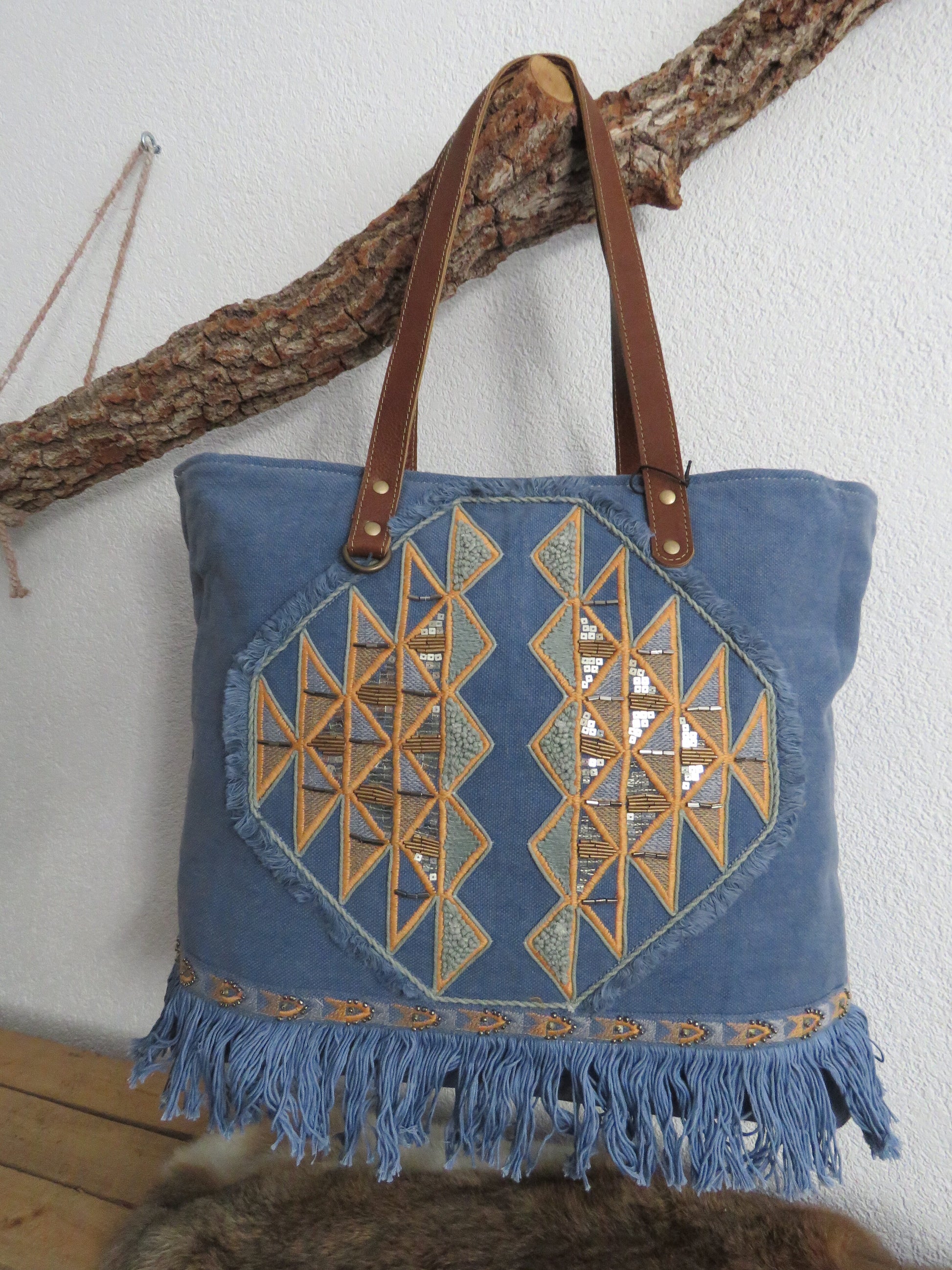 hand/schoudertas van Myra Bag (canvas/leer)