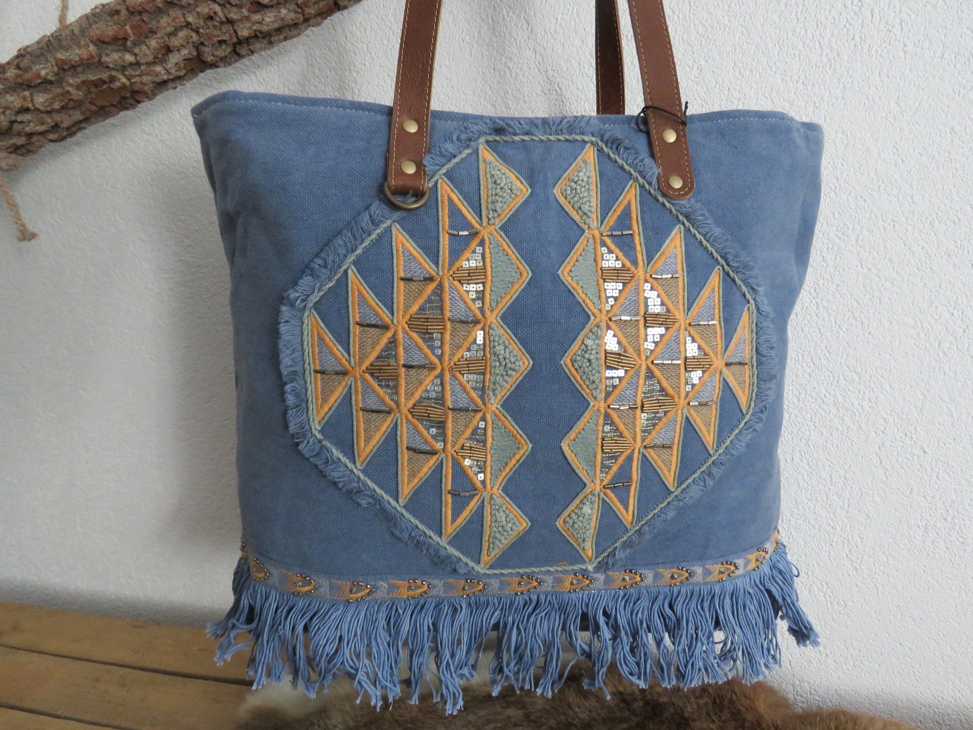 hand/schoudertas van Myra Bag (canvas/leer)