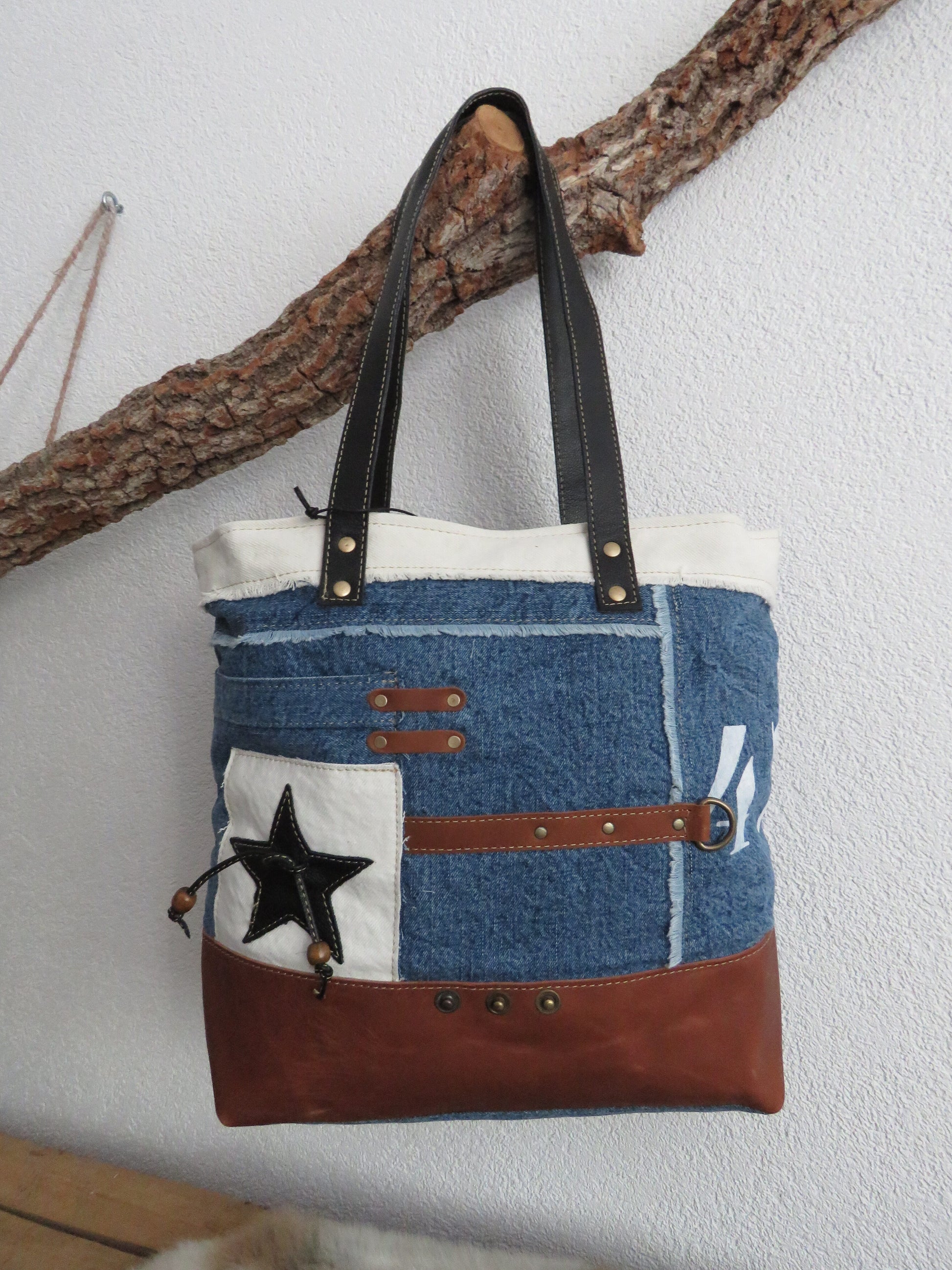 hand/schoudertas van Myra Bag (canvas/leer)