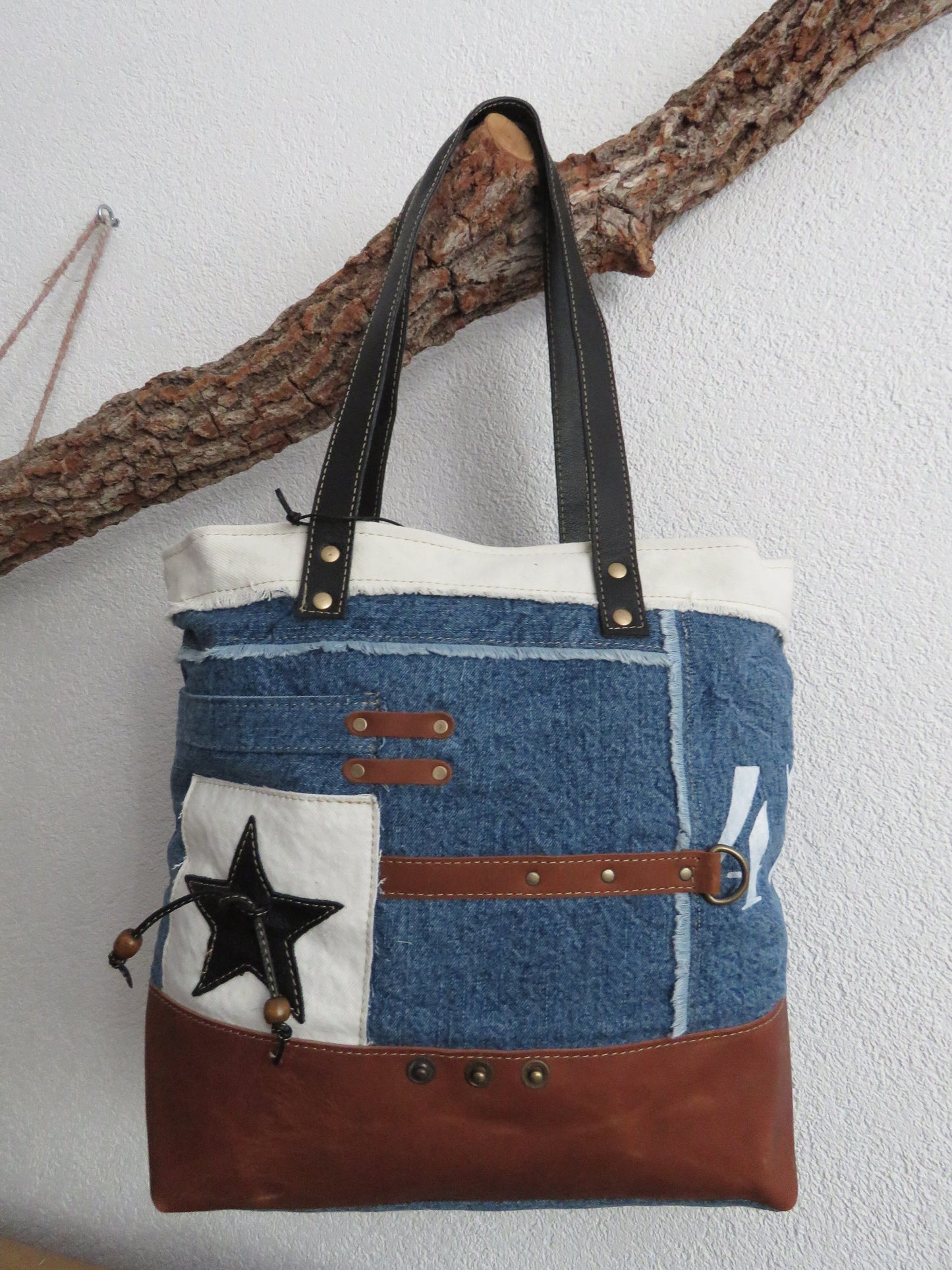 hand/schoudertas van Myra Bag (canvas/leer)