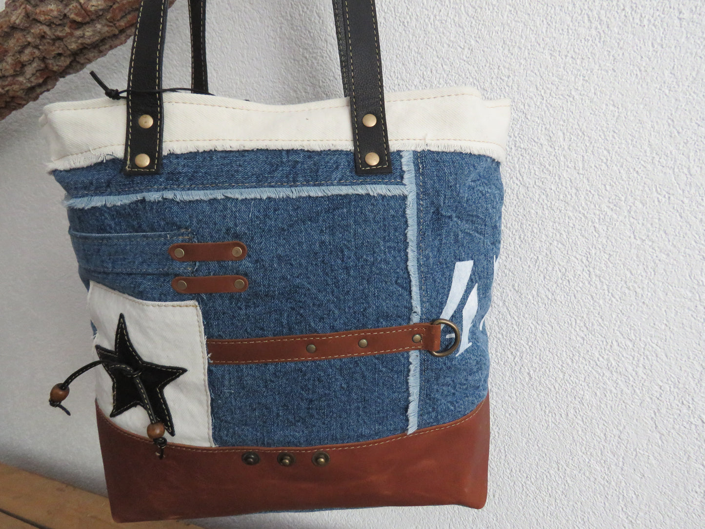 hand/schoudertas van Myra Bag (canvas/leer)