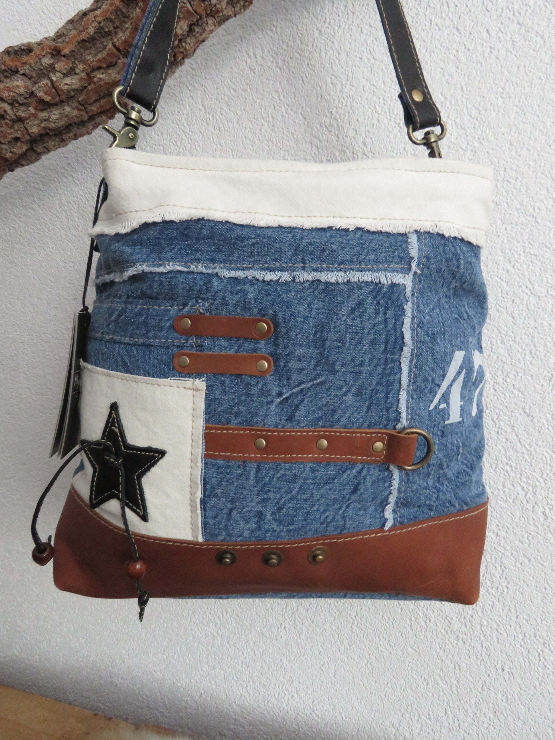 hand/schoudertas van Myra Bag (canvas/leer)