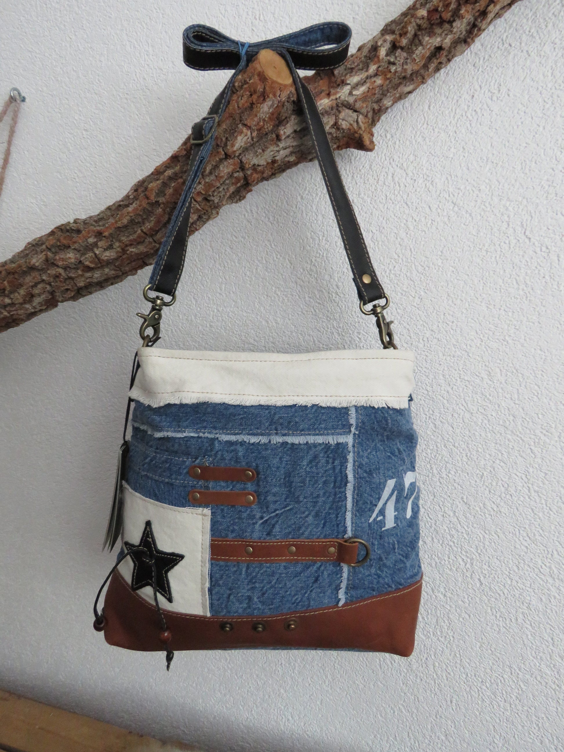 hand/schoudertas van Myra Bag (canvas/leer)