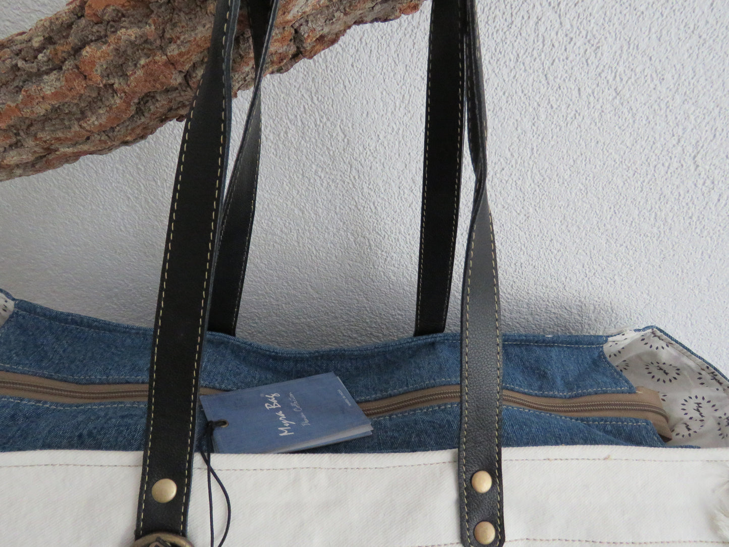 schoudertas/strandtas XXL tas van canvas en leer