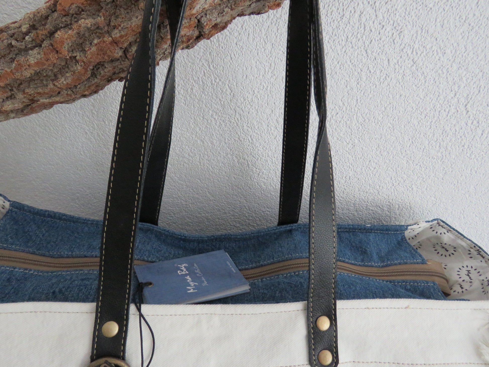 schoudertas/strandtas XXL tas van canvas en leer