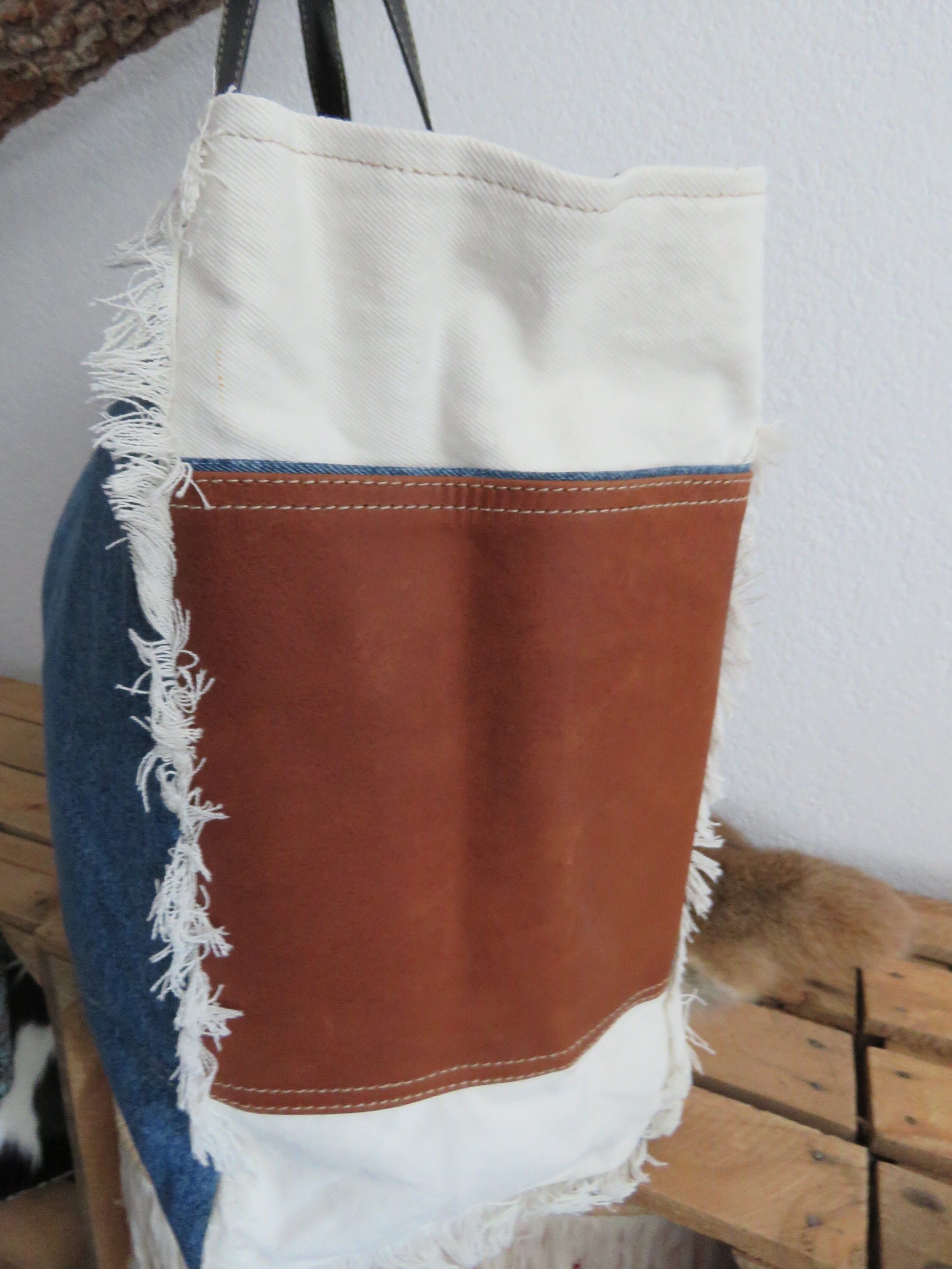 schoudertas/strandtas XXL tas van canvas en leer