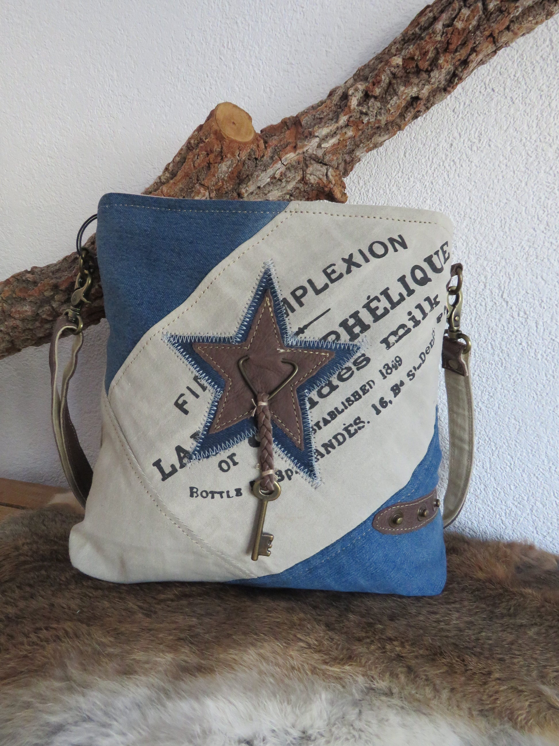 hand/schoudertas van Myra Bag (canvas/leer)