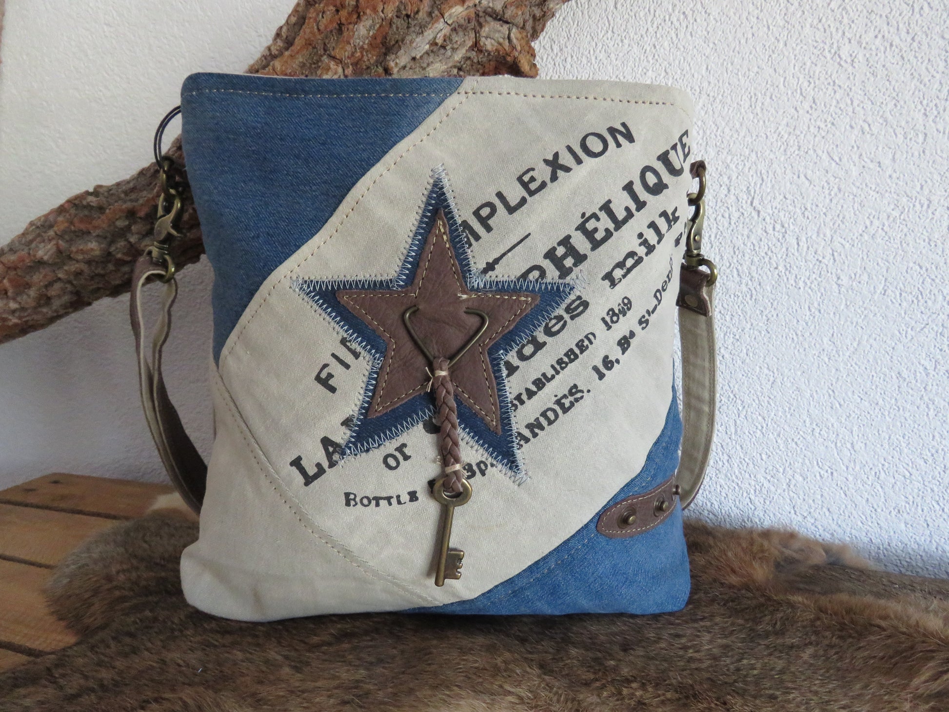hand/schoudertas van Myra Bag (canvas/leer)