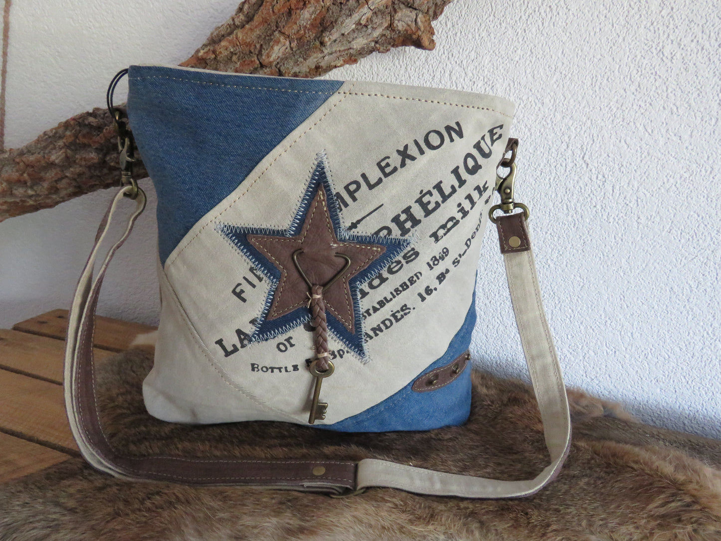 hand/schoudertas van Myra Bag (canvas/leer)
